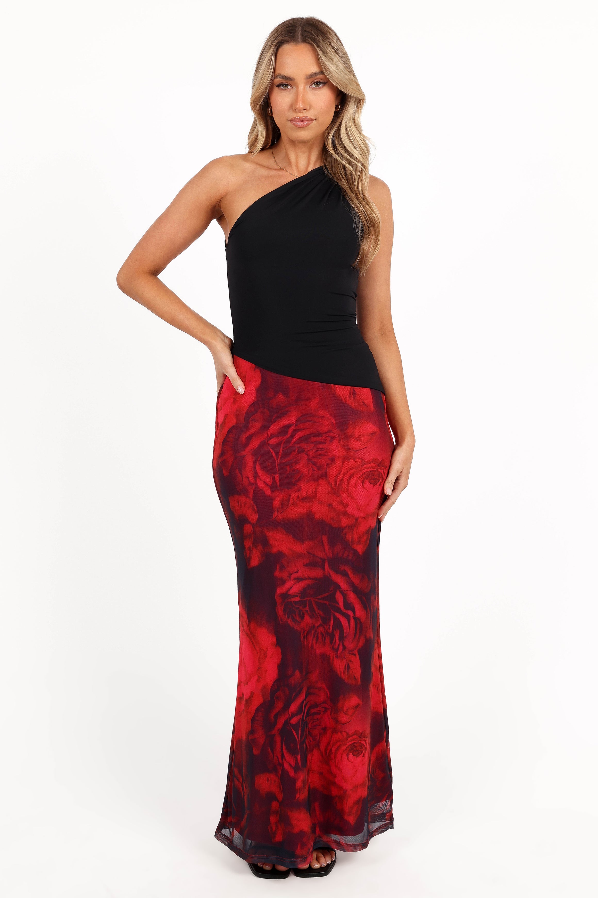 Cici Maxi Skirt with Rose Floral Print - Elegant Boho Summer Skirt for Women, Perfect for Beach, Vacation, and Casual Outings