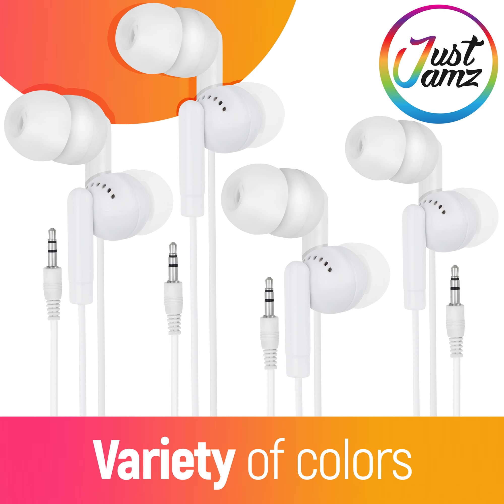100 Pack Bulk Basic Pearl White In-Ear Earbuds | Disposable 3.5mm Jack Headphones for School, Classroom, Library | Affordable Audio Earphones for Kids, Students & Teachers | Perfect for Online Learning, Study Sessions & Quiet Environments