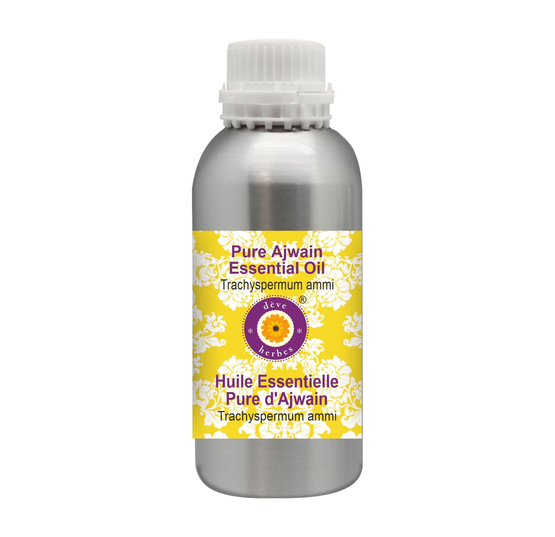 Pure Ajwain Essential Oil (Trachyspermum ammi) - 100% Natural Steam Distilled - 42oz (1250ml) for Aromatherapy, Massage & Skin Care | Deve Herbes