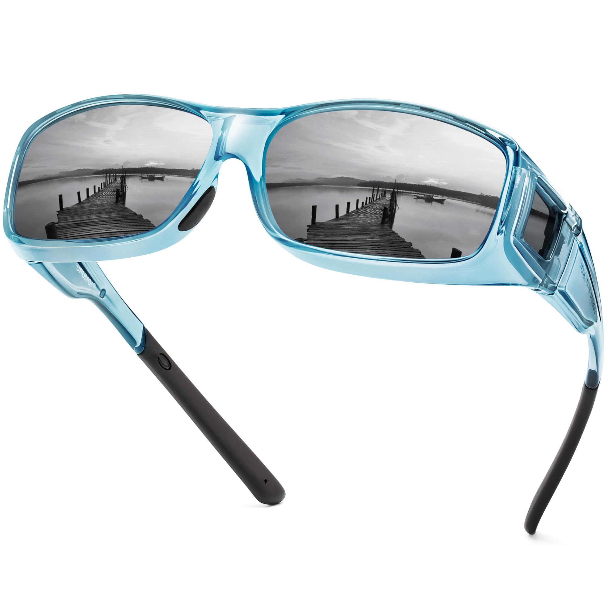 URUMQI Polarized Sunglasses for Men & Women - Wrap Around Driving Glasses with UV400 Protection - Fit Over Prescription Eyewear - Perfect for Outdoor Sports, Driving & Daily Sun Protection