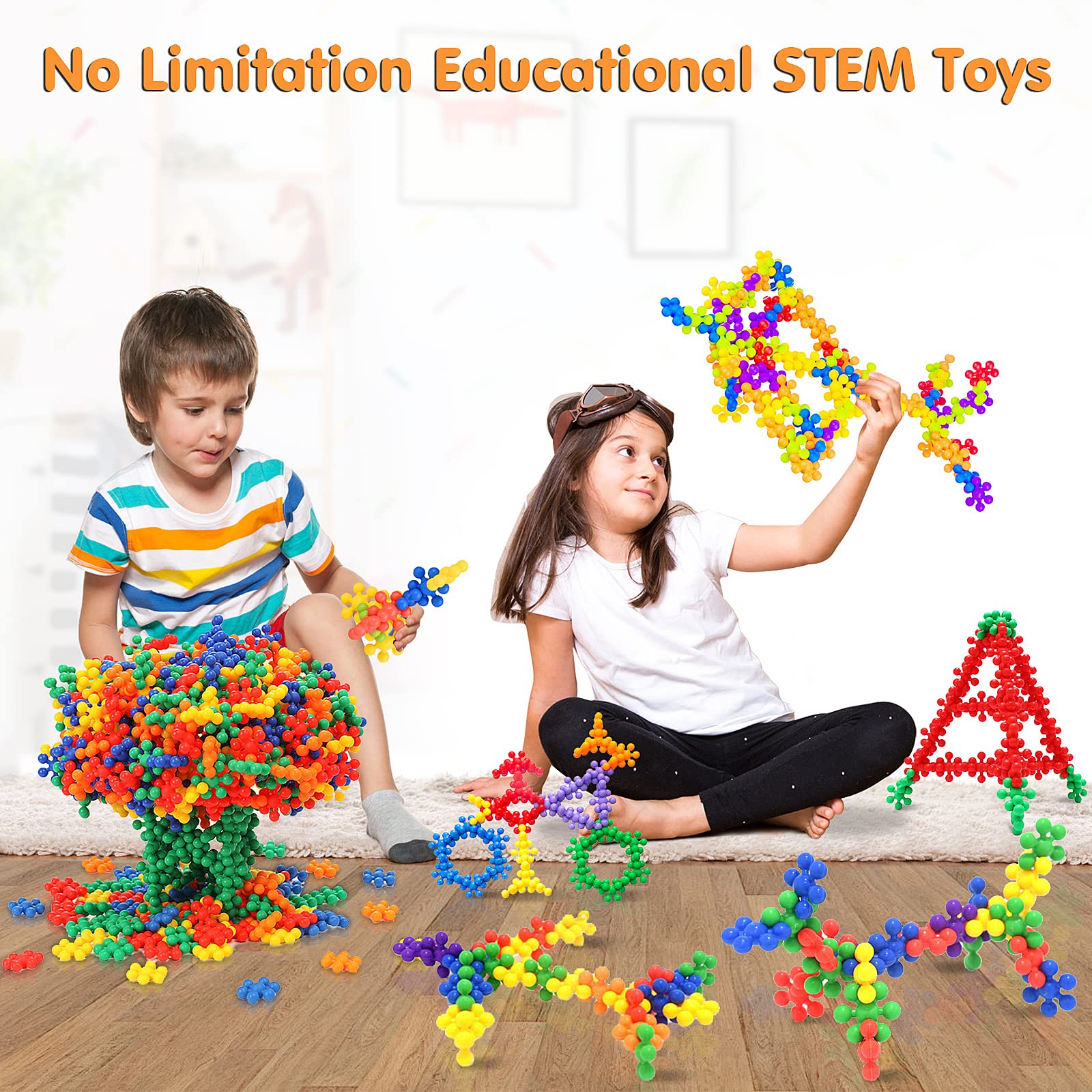 300-Piece STEM Building Blocks for Kids - Educational Construction Toy Set for Preschool Boys & Girls - Creative Learning Puzzle Blocks for Classroom & Home Play