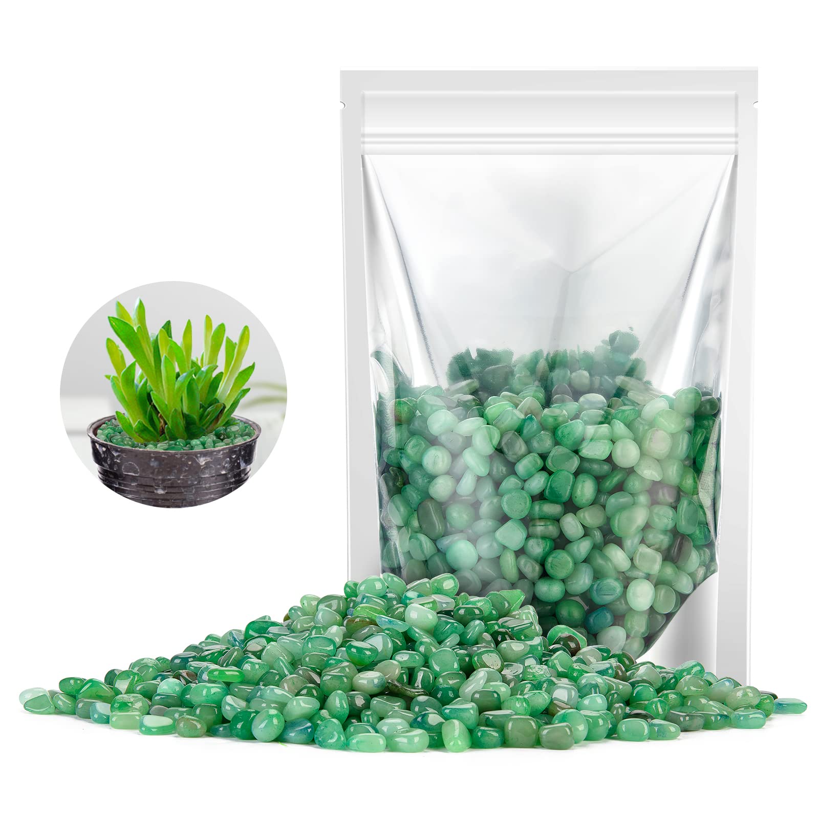 RIFNY 2LB Green Pebbles for Indoor Plants | Decorative Rocks for Planters, Vases & Terrariums | Aquarium Gravel for Fish Tanks | Vibrant Polished Stones for Succulents, Bamboo & Cactus | Perfect for Home Decor, Office Plants & DIY Gardening Projects