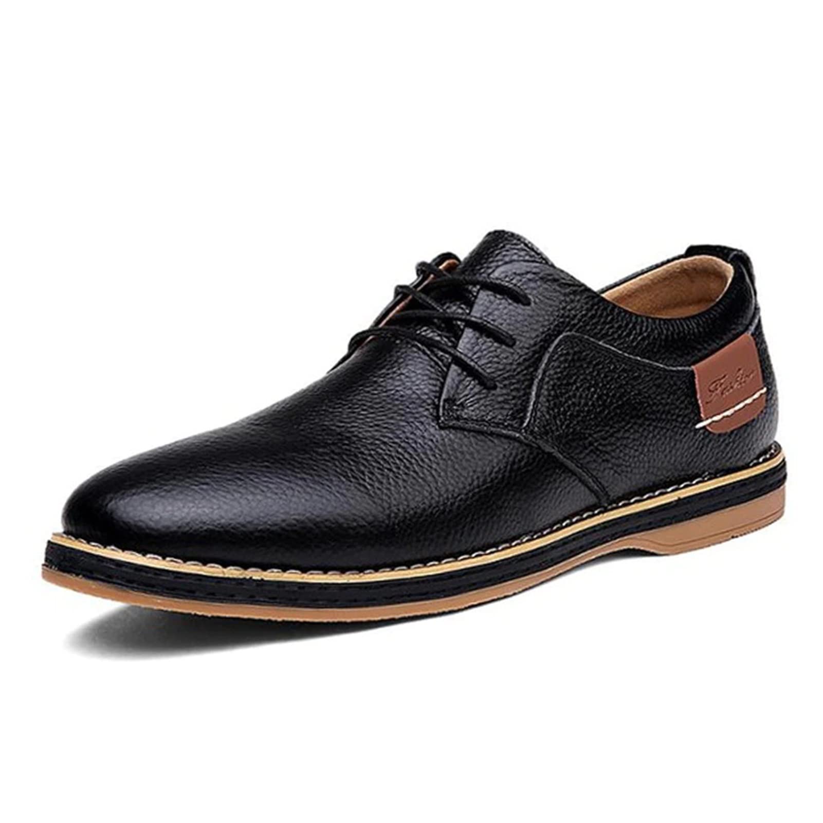SAXTZDS Men's Business Casual Oxford Shoes - Breathable PU Leather Dress Shoes for Work & Formal Wear - Roman Style Comfortable Loafers - Size 8.5 (Black) - Perfect for Office, Weddings & Business Events