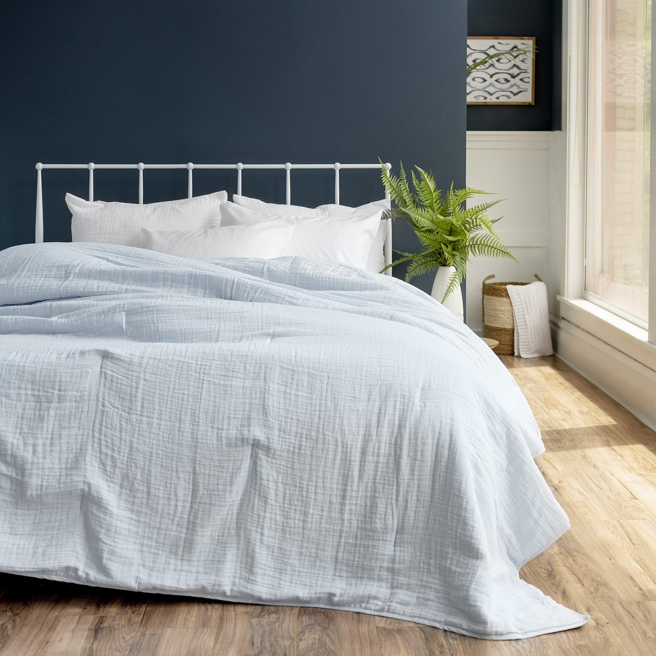 Welhome Cotton Gauze Blanket - Full/Queen Size (Powder Blue) - 96