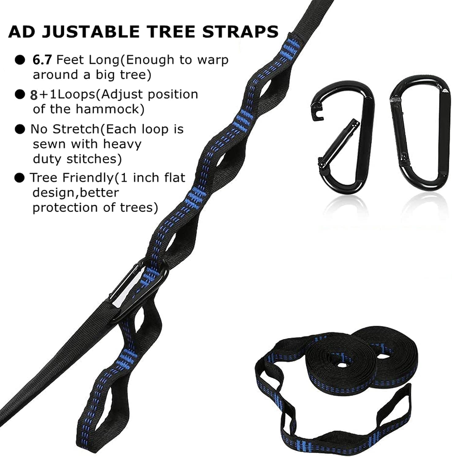Double Camping Hammock with 2 Tree Straps (16+2 Loops) - 210T Nylon Parachute Portable Lightweight Hammock for 2 Persons - Perfect for Backpacking, Hiking, Beach, Travel, Backyard & Outdoor Adventures