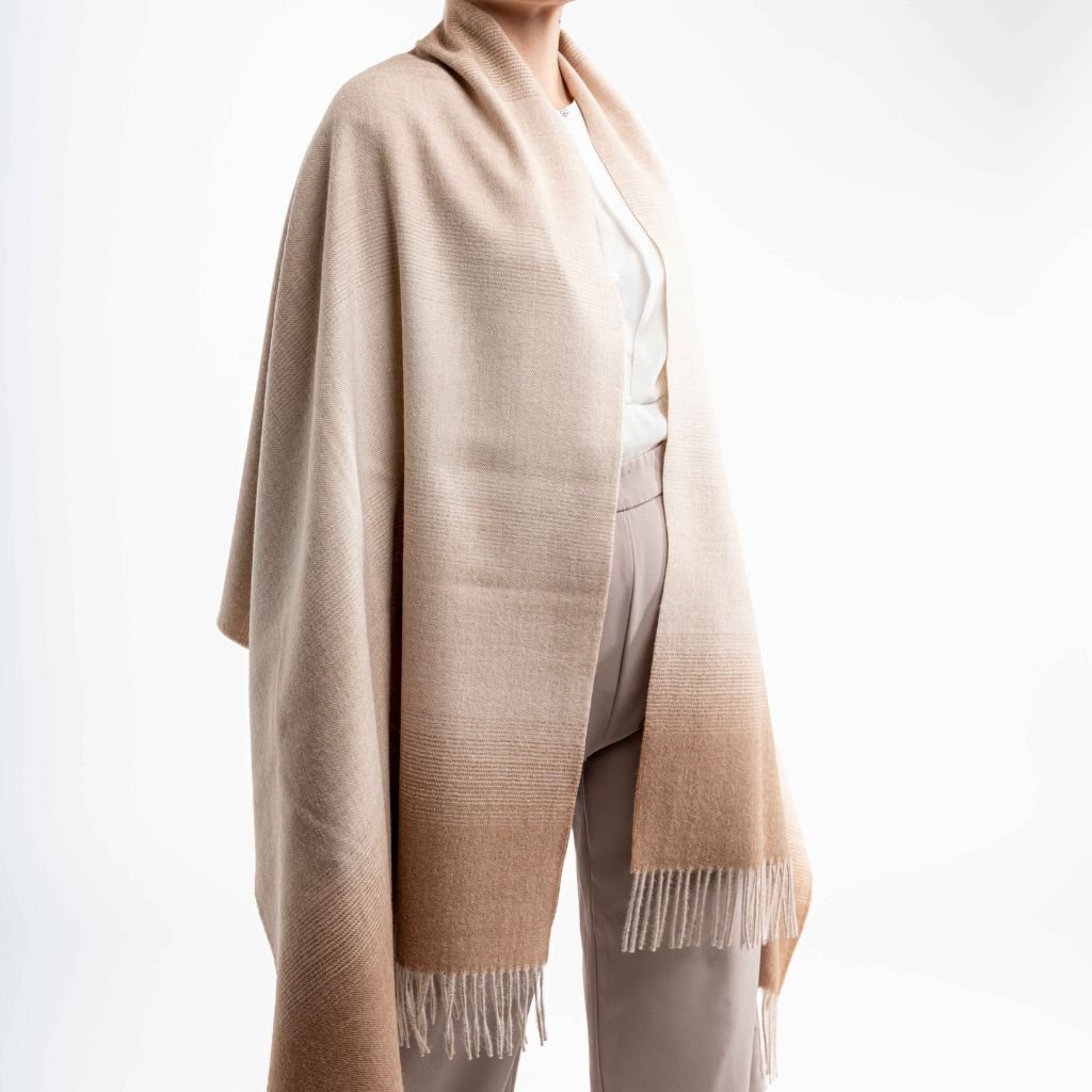 DALCIELO Baby Alpaca Eco-Friendly Scarf - Soft & Warm Beige Taupe Wrap for Women - Perfect for Winter, Fall & Outdoor Activities