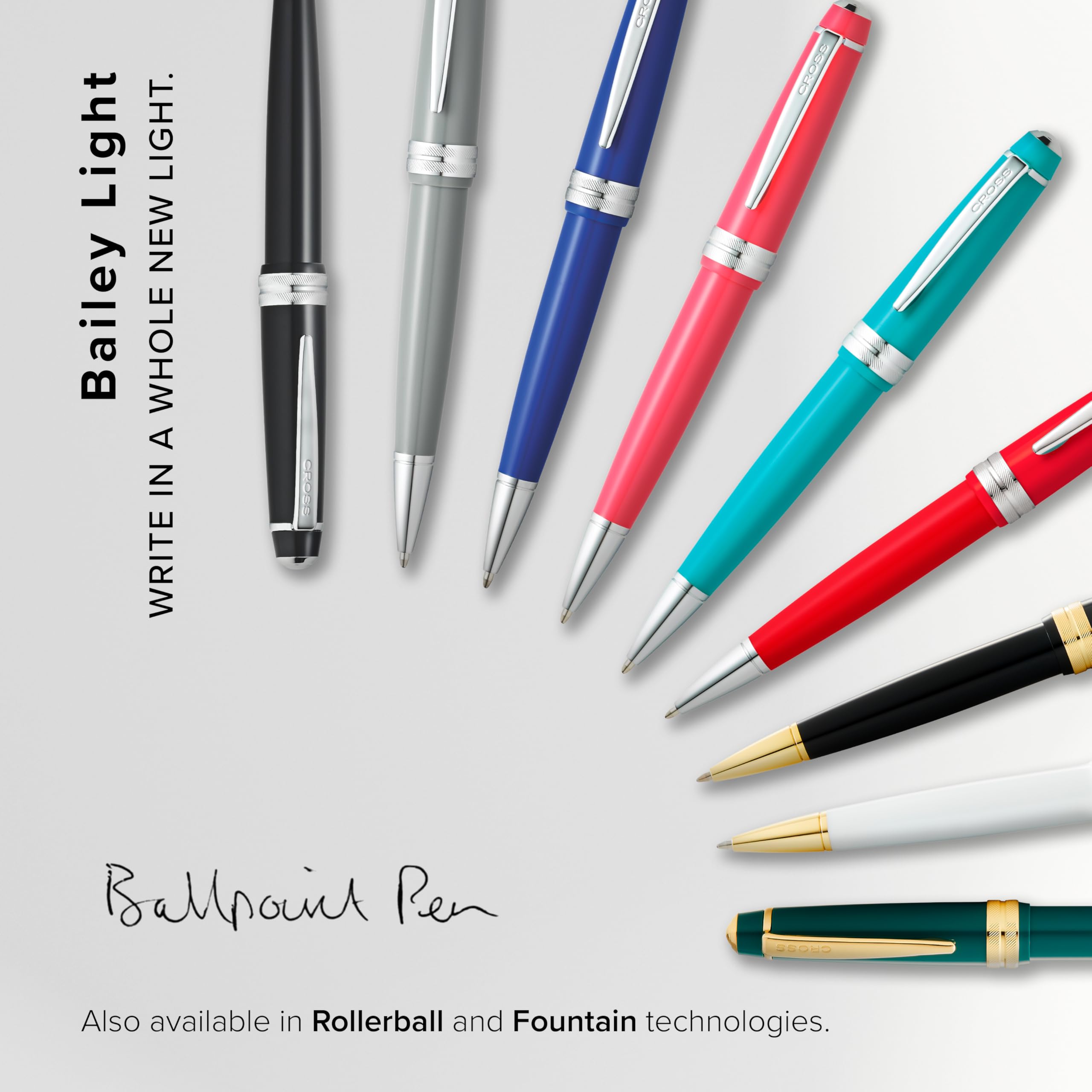 Cross Bailey Light Polished White Resin & Gold Ballpoint Pen - Premium Writing Instrument for Office, School & Gift Giving