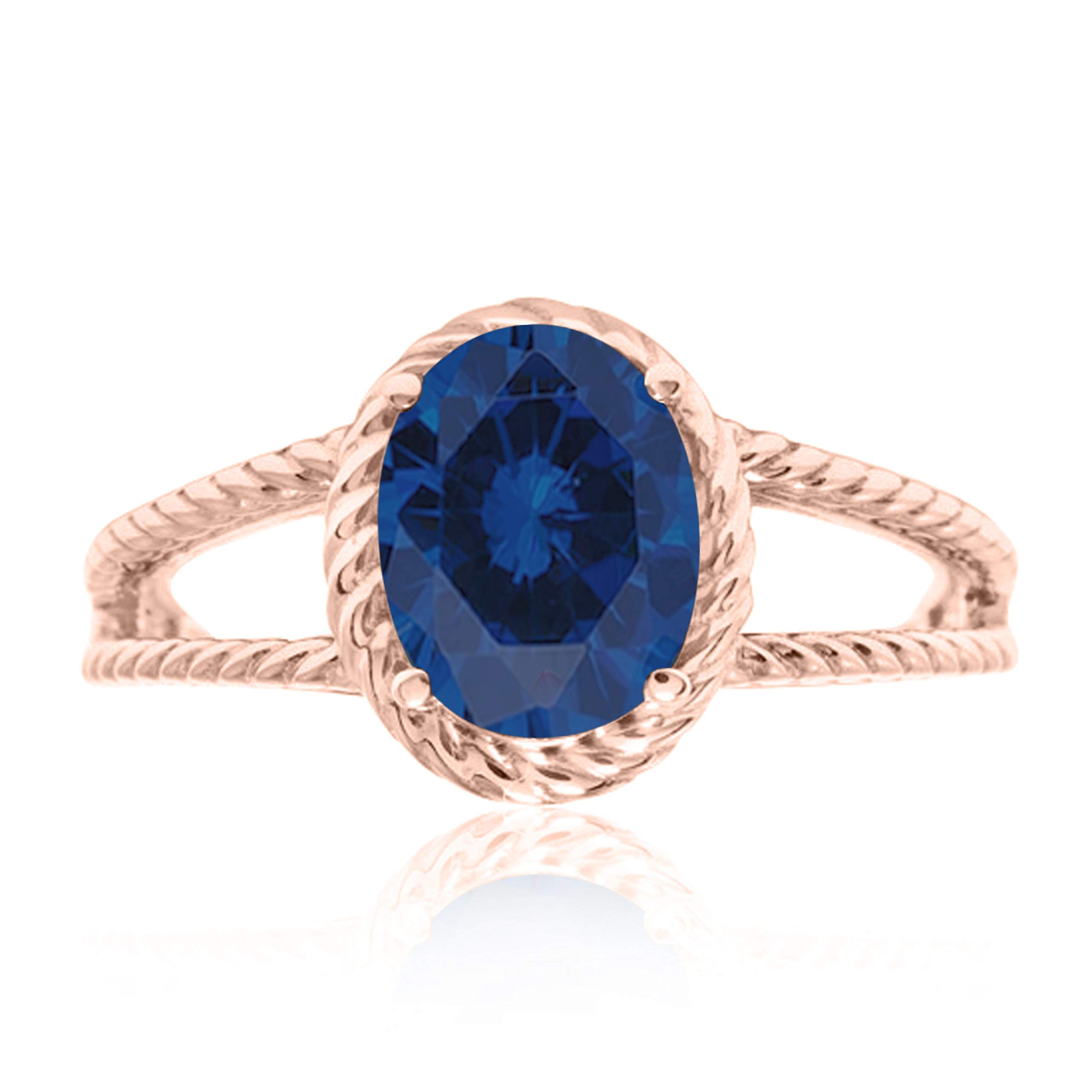 1.25 Carat Lab-Created Sapphire Oval Ring in 10K Solid Rose, White & Yellow Gold - Elegant Valentine's Day Gift for Her, Anniversary Present, Engagement Ring Alternative