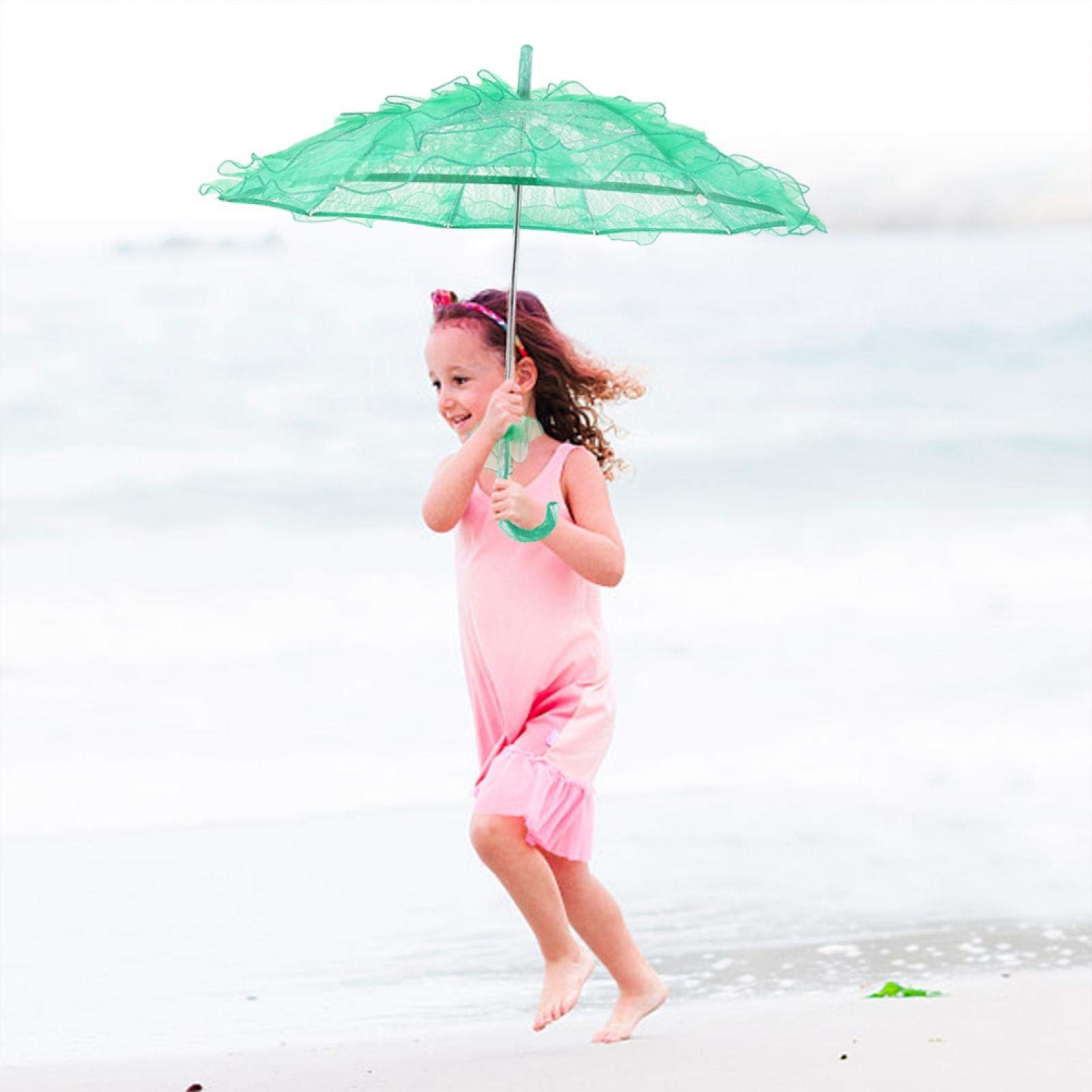 Omabeta Elegant Bridal Lace Umbrella - Green Wedding Parasol for Anniversary Decorations, Photo Shoots & Outdoor Ceremonies