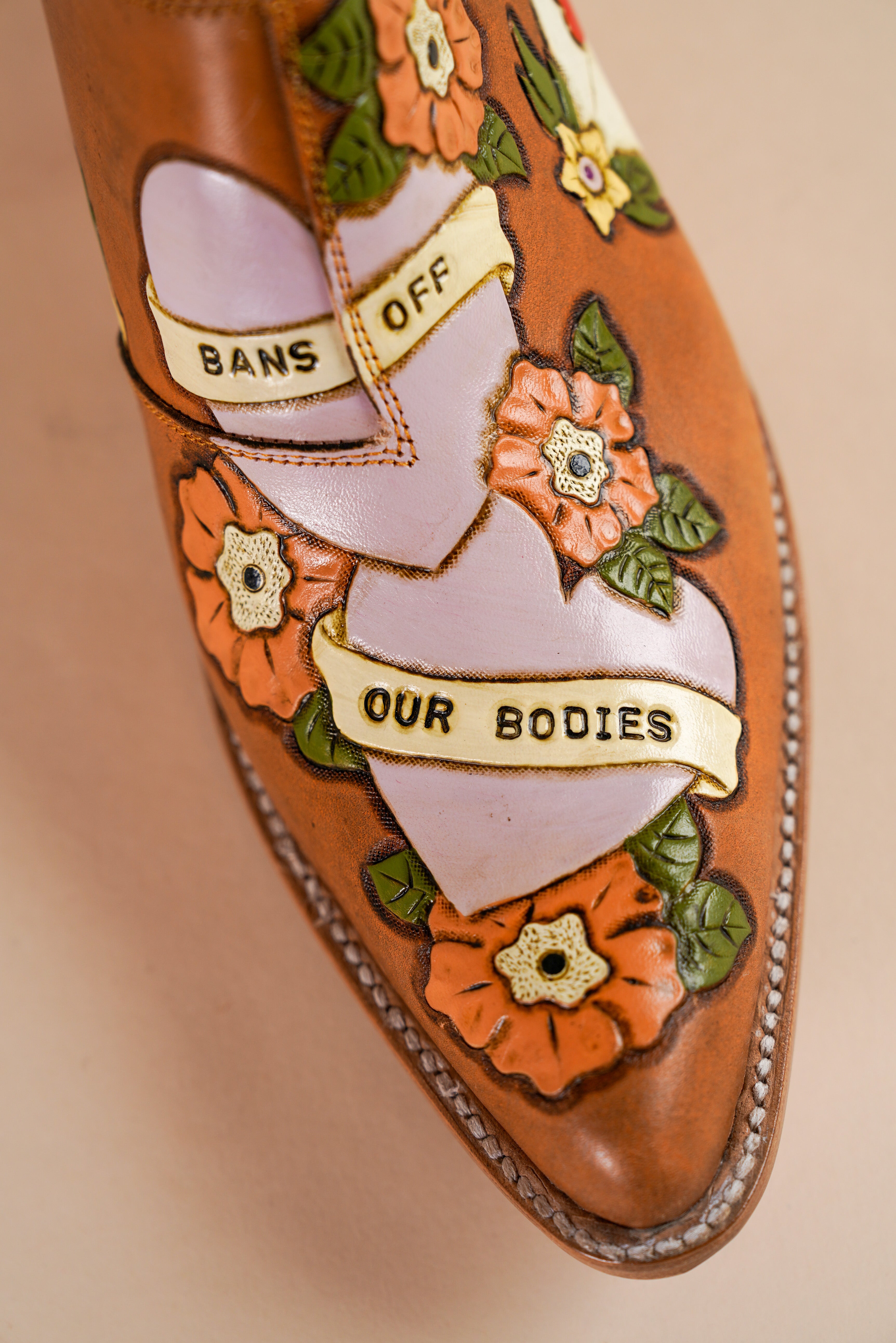 Bans Off Our Bodies Doodle Mule Slippers in Caramel - Comfortable House Shoes for Women, Perfect for Relaxing at Home, Lounging & Casual Wear