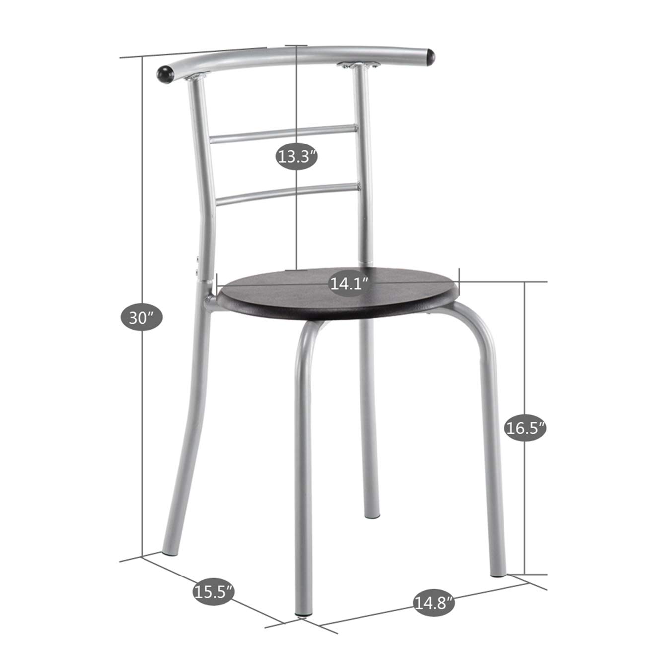 MITPATY PVC Breakfast Table Set - 1 Table & 2 Black Chairs for Indoor/Outdoor Dining | Classic Bistro Cafe Furniture for Patio, Garden, Restaurant & Home Decor