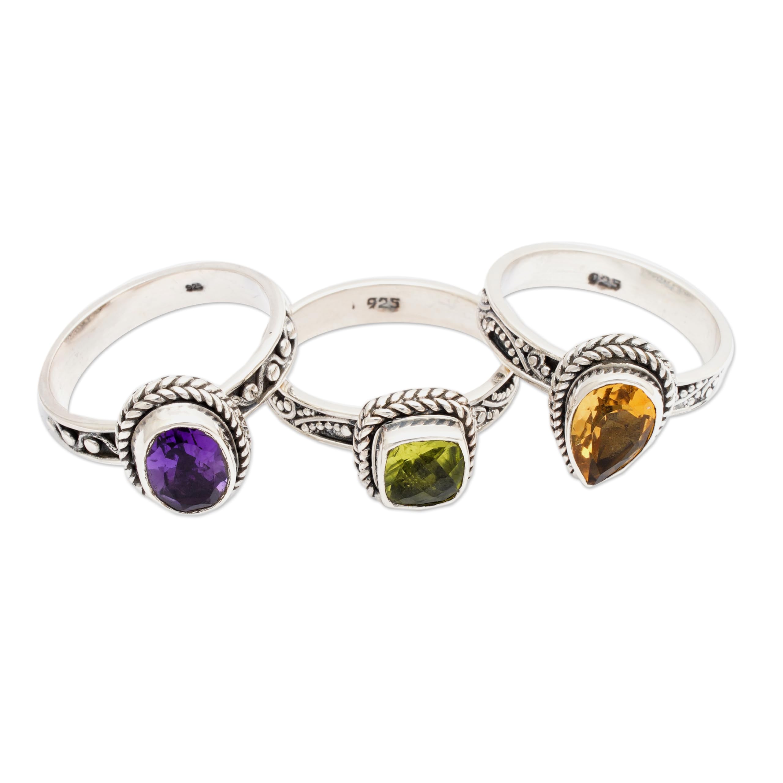NOVICA Multi-Gem Peridot .925 Sterling Silver Ring 'Perfect Prism' - Elegant Handmade Jewelry for Women, Gift for Her, Anniversary, Birthday, Wedding, Special Occasions