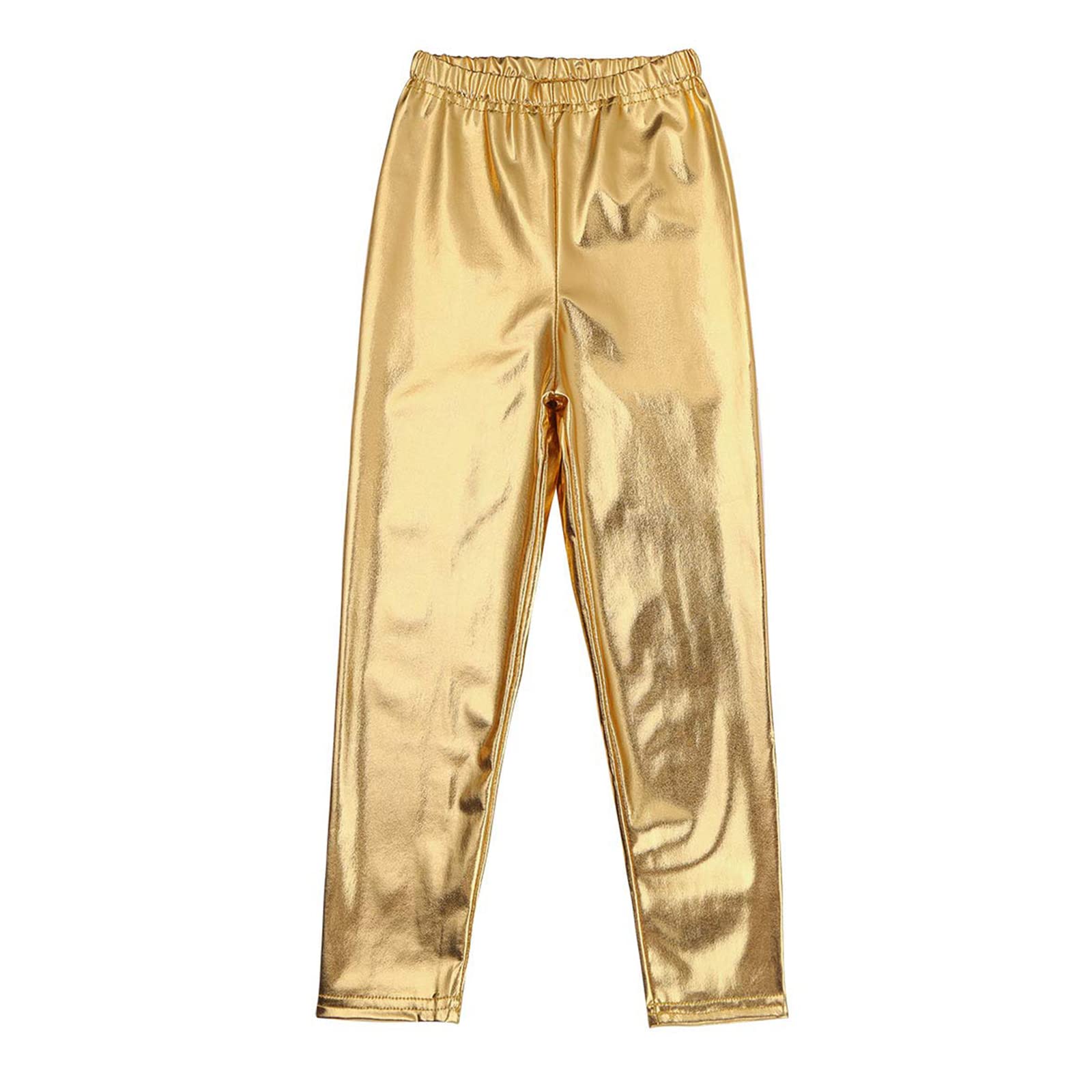 Kids Girls Boys Metallic Leggings Pants - Modern Hip Hop Street Dance Performance Costume Trousers for Stage Shows, Competitions & Daily Wear