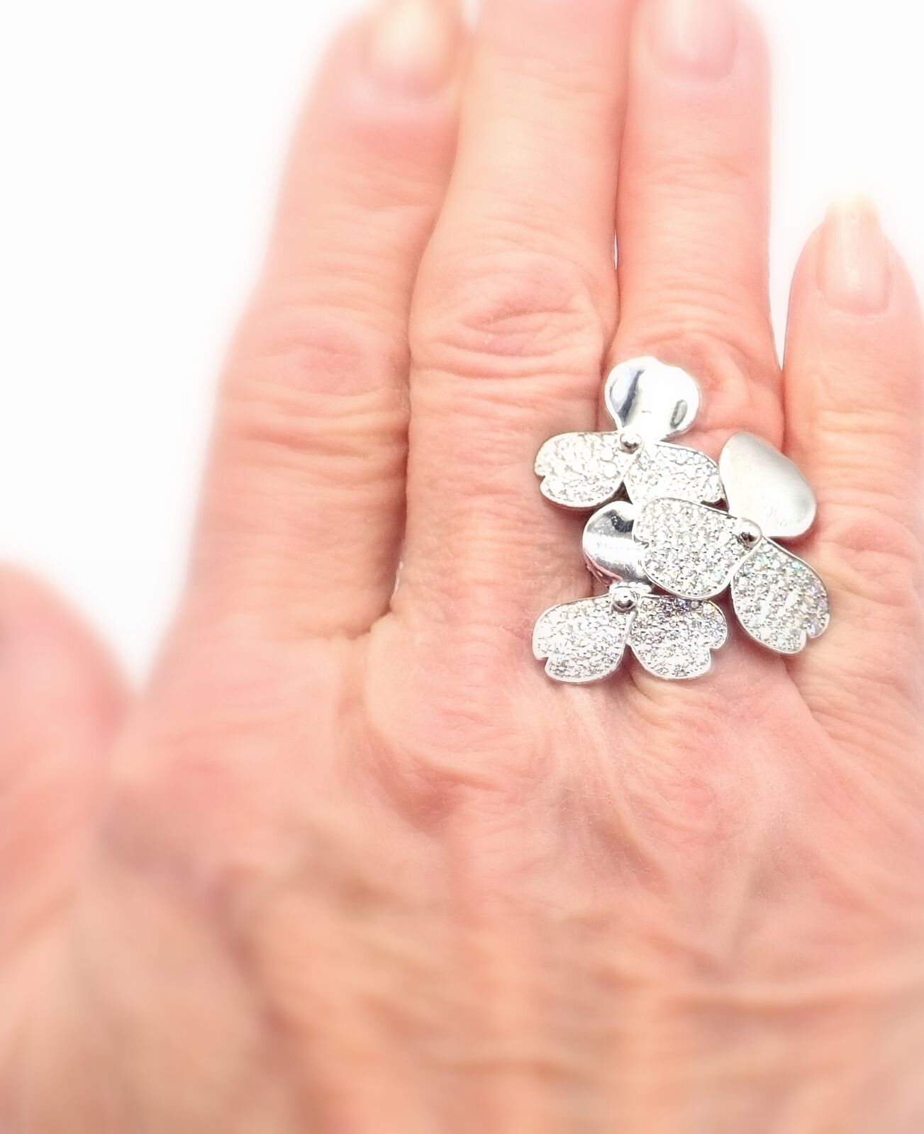 Authentic Tiffany & Co Platinum Diamond Paper Flowers Ring - Elegant Statement Jewelry for Weddings, Anniversaries & Special Occasions