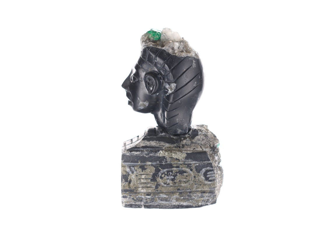 Authentic Colombian Emerald Rough Crystal Sculpture | Natural Egyptian-Inspired Gemstone Art | Perfect for Home Decor, Meditation & Healing Crystals Collection