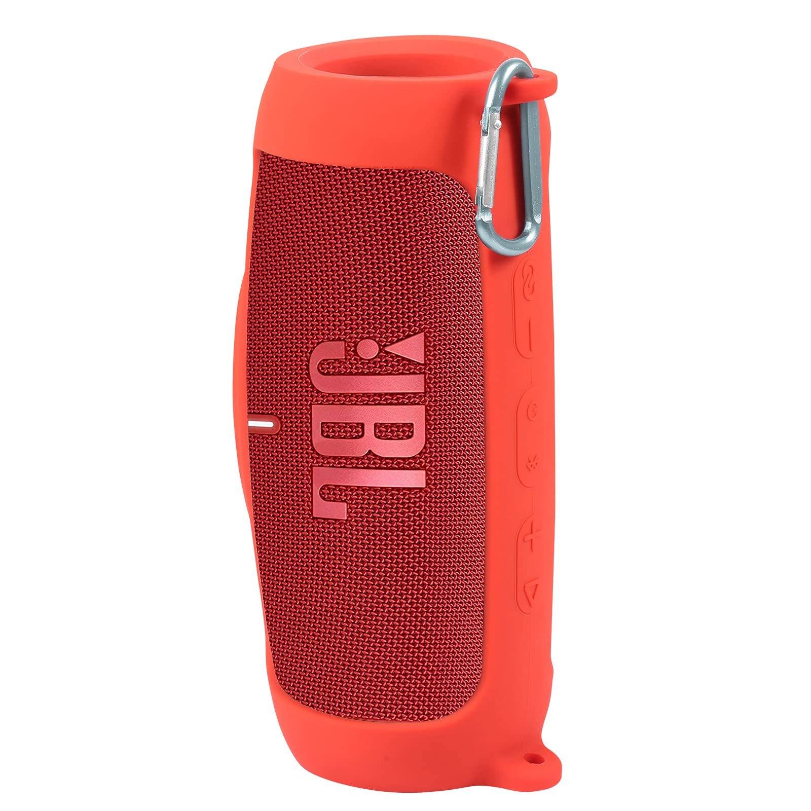 JBL Charge 5 Waterproof Bluetooth Speaker Silicone Protective Cover with Carabiner - Shockproof Travel Case for Outdoor, Beach, Pool & Camping (Red)