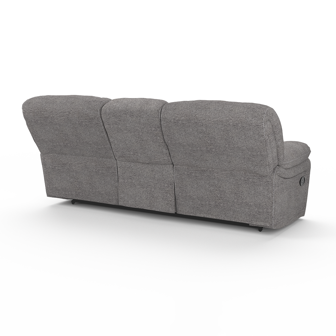 Kayce Manual Reclining Sofa - Comfortable 3-Seater Recliner Couch with Adjustable Backrest, Soft Fabric Upholstery for Living Room, Home Theater & Family Relaxation