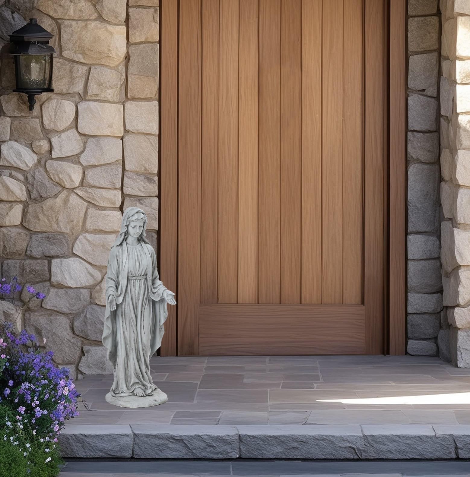30'' Virgin Mary Outdoor Statue - Religious Garden Sculpture, Blessed Mother Statue for Patio & Yard Decor, Weather-Resistant Gray Virgin Mary Sculpture for Catholic Home, Church & Garden Devotion