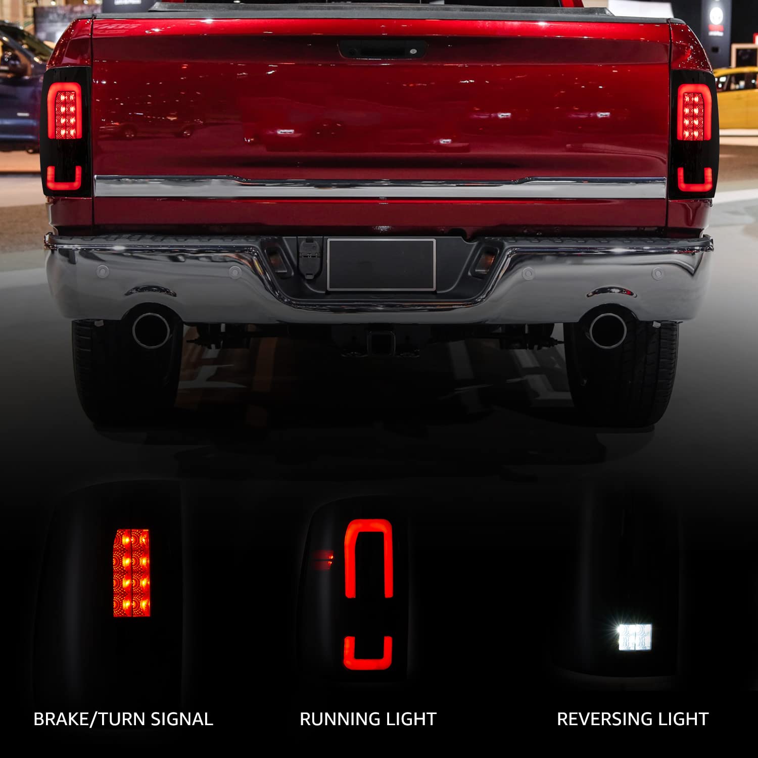 HAKA TOUGH LED Tail Lights Assembly for 2009-2018 Dodge Ram 1500 & 2010-2018 Ram 2500/3500 - Black Smoked Taillights with Brake Lights - Left & Right Pair - Upgrade for Off-Road, Towing & Night Driving