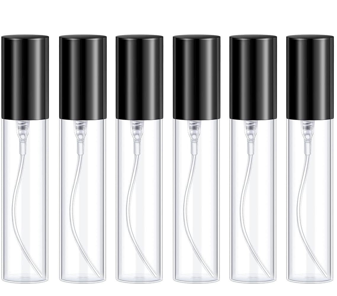 20ml Empty Clear Glass Perfume Spray Bottles with Metal Pump - Pack of 3 (Black) | Premium Refillable Fragrance Containers for Travel, Home & Gift Packaging