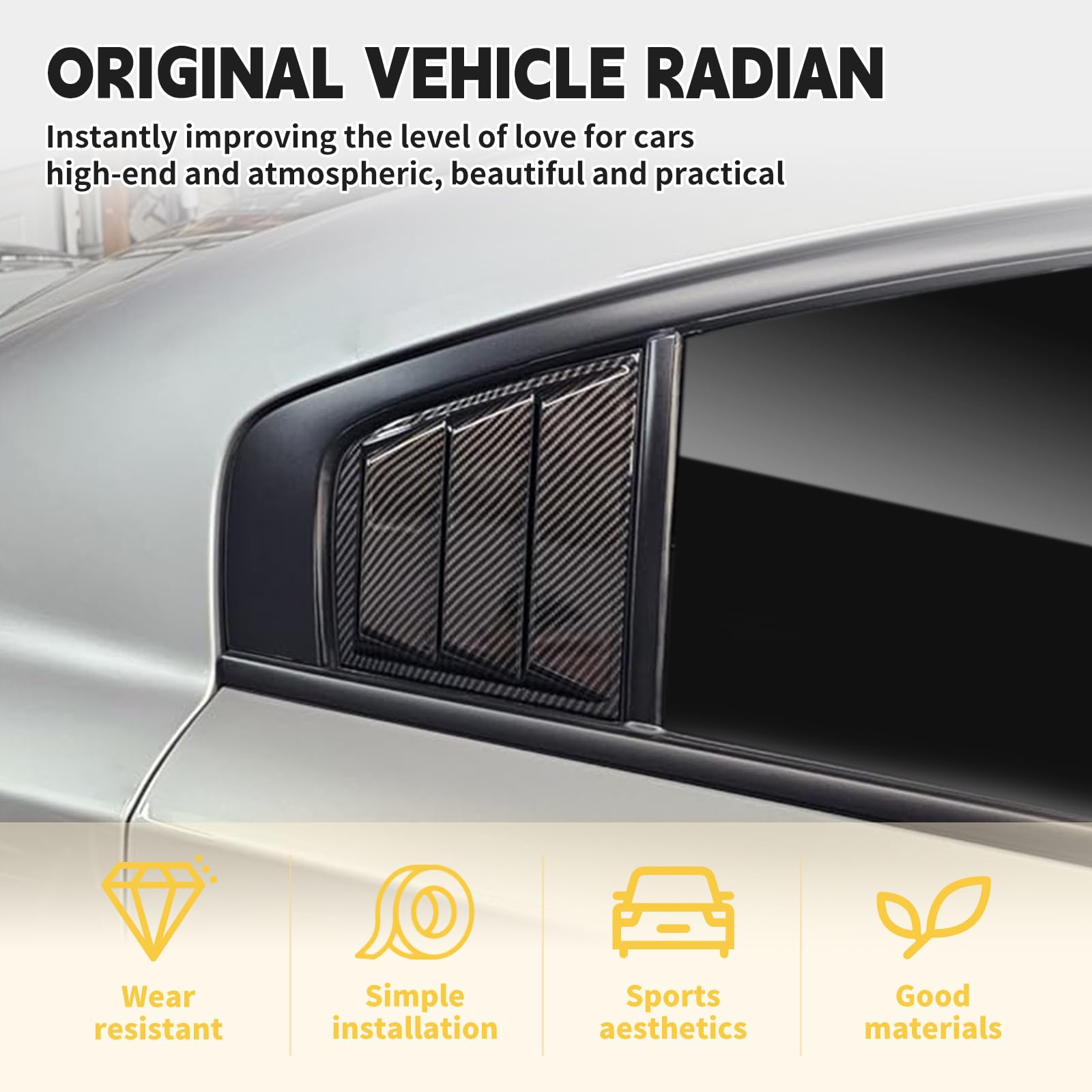 Dodge Charger 2011-2024 Side Window Shades Cover Blinds - ABS Carbon Fiber Window Louver (2-Pack) | UV Protection & Privacy for Parking & Driving