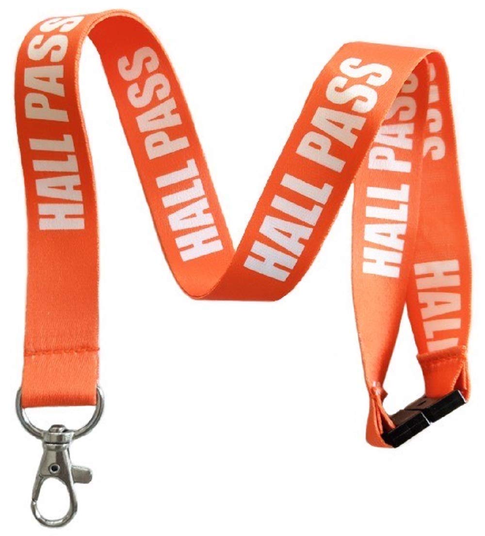 Hall Pass Break Away Lanyard Keychain ID Badge Holder - Orange Safety Lanyard for Teachers, Nurses, Students - Perfect for School, Hospital, Office & Workplace Security