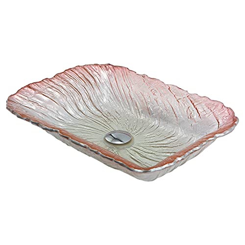 LEFEDA 49x37x10cm Modern Gradient Powder Rectangle Tempered Glass Vessel Bathroom Sink with Drain Combo - Artistic Vanity Basin for Countertop Installation - Perfect for Contemporary Home, Hotel, and Spa Bathroom Decor
