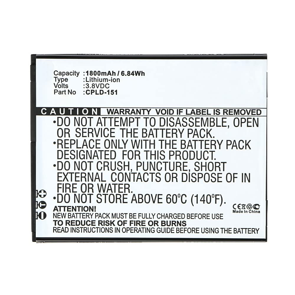 Synergy Digital Replacement Battery for Coolpad 8717 & CPLD-151 - 1800mAh Li-ion High Capacity Phone Battery (3.8V) - Perfect for Extended Use, Travel & Emergency Power Backup