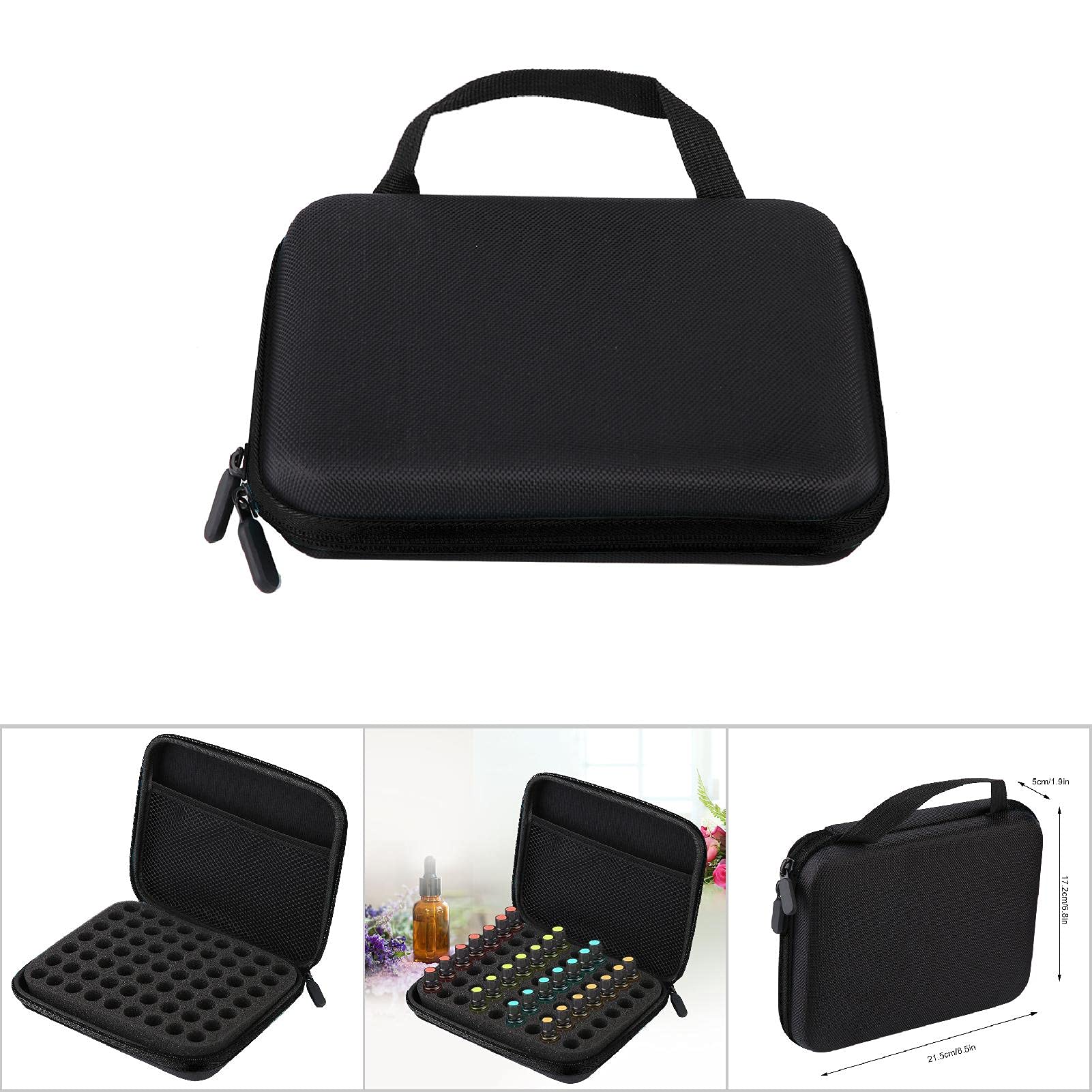 Greensen Essential Oil Storage Case for 63 Bottles - Portable Aromatherapy Organizer with Carrying Handle - Perfect for Travel, Home Use & Professional Therapists (Black)