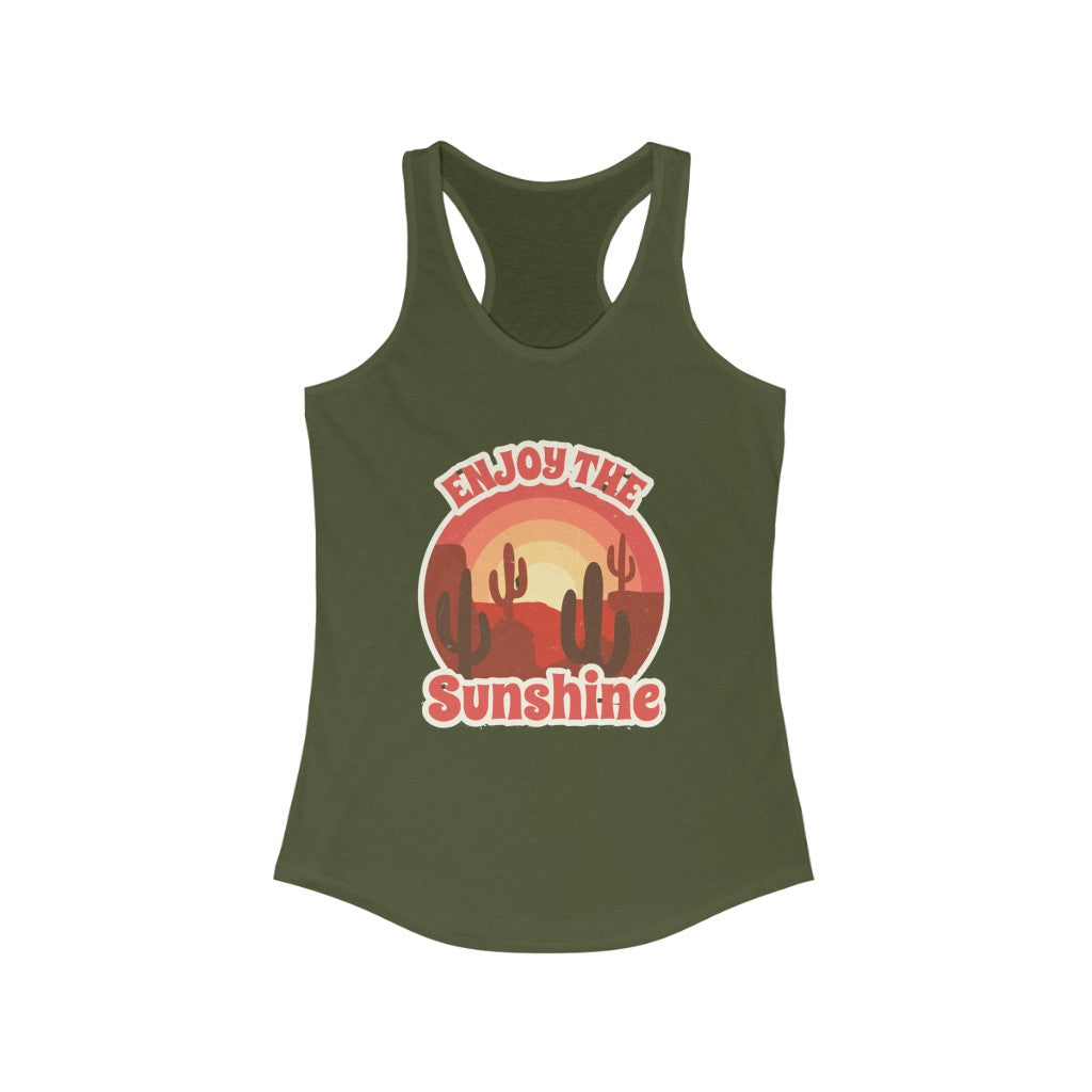 Women's Racerback Tank Top - Breathable Summer Sleeveless Shirt for Yoga, Running & Beach Wear | Enjoy the Sunshine
