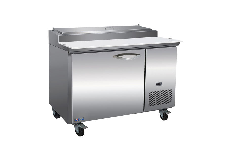 IKON IPP47 47-Inch Single Door Pizza Prep Table - Commercial Stainless Steel Workstation for Pizza Dough, Toppings & Food Prep in Restaurants, Pizzerias & Catering