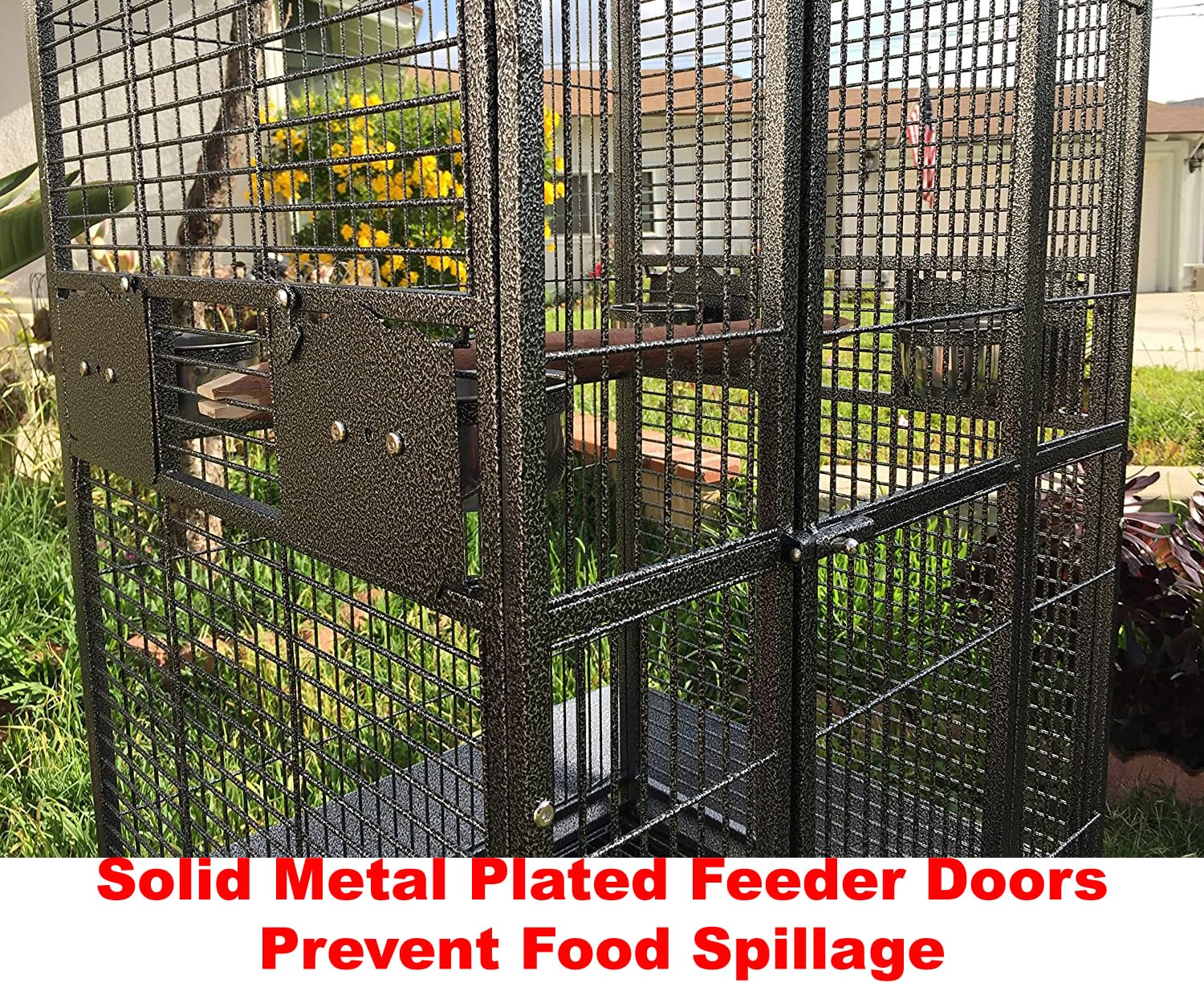 Extra Large Wrought Iron Bird Cage for Parrots - Durable Play Top Design for African Grey, Quaker, Amazon, Cockatiel, Sun Conure & More - Rolling Stand Included - Perfect for Home, Office or Outdoor Aviary Use