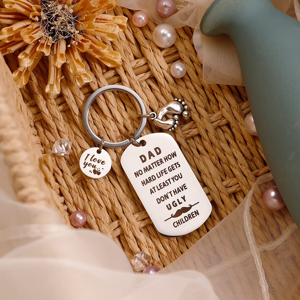 Personalized Engraved Keychain for Dad - Unique Father's Day Gift Idea, Birthday Present from Daughter - Perfect for Everyday Carry, Special Occasions & Keepsakes