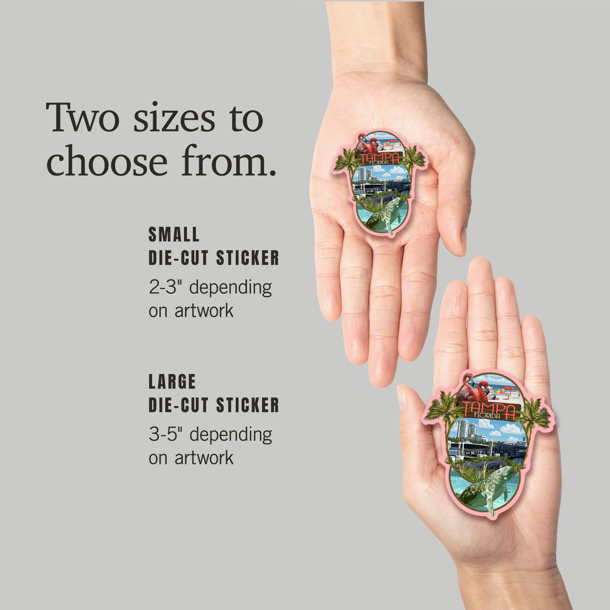 Custom Die Cut Stickers Tampa Florida - Waterproof Vinyl Decals 1 to 3 Inches - Perfect for Cars, Laptops, Water Bottles & Coolers - Durable Outdoor & Indoor Use for Personalization & Branding