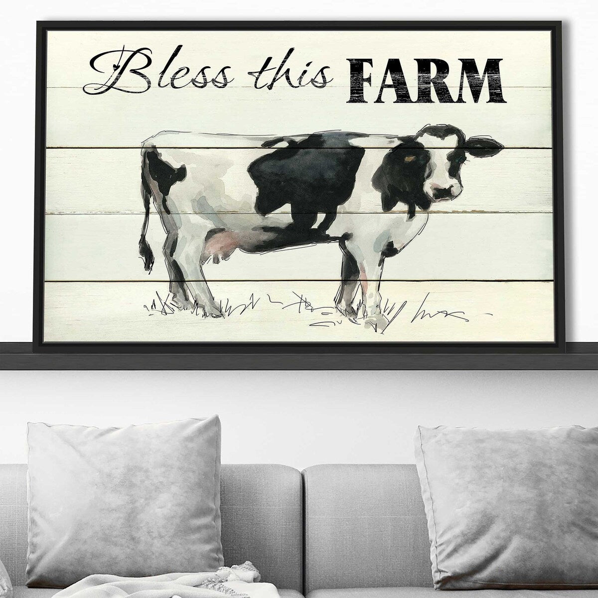 Bless This Farm by Carol Robinson - Framed Canvas Wall Art - Perfect for Farmhouse, Country & Rustic Home Decor