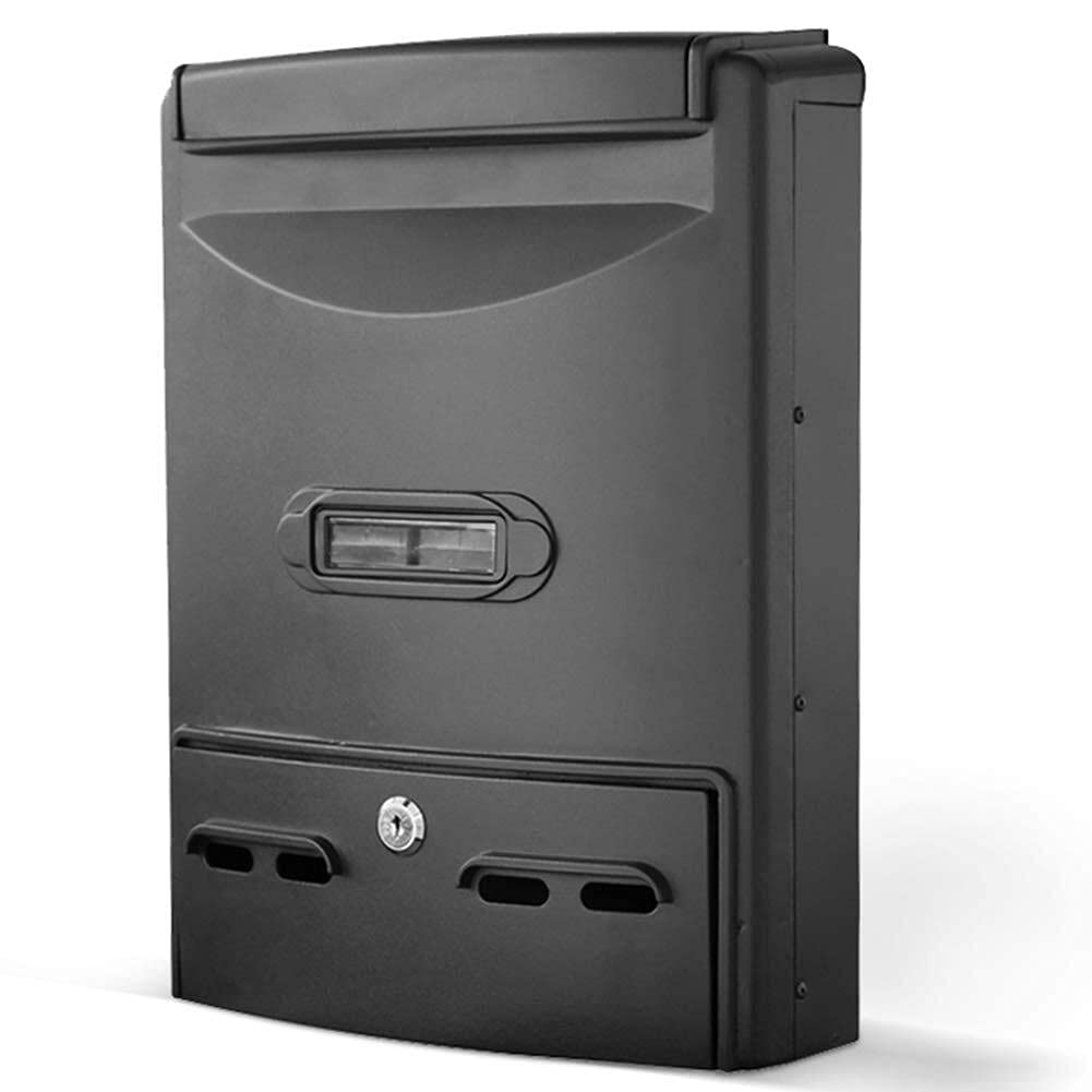 Secure Locking Wall Mount Mailbox - Waterproof Outdoor Post Box with Key for Letters & Newspapers - Durable Metal Mailbox for Home, Apartment, Office (Black) | Perfect for Front Door, Porch, Garden & High-Security Areas