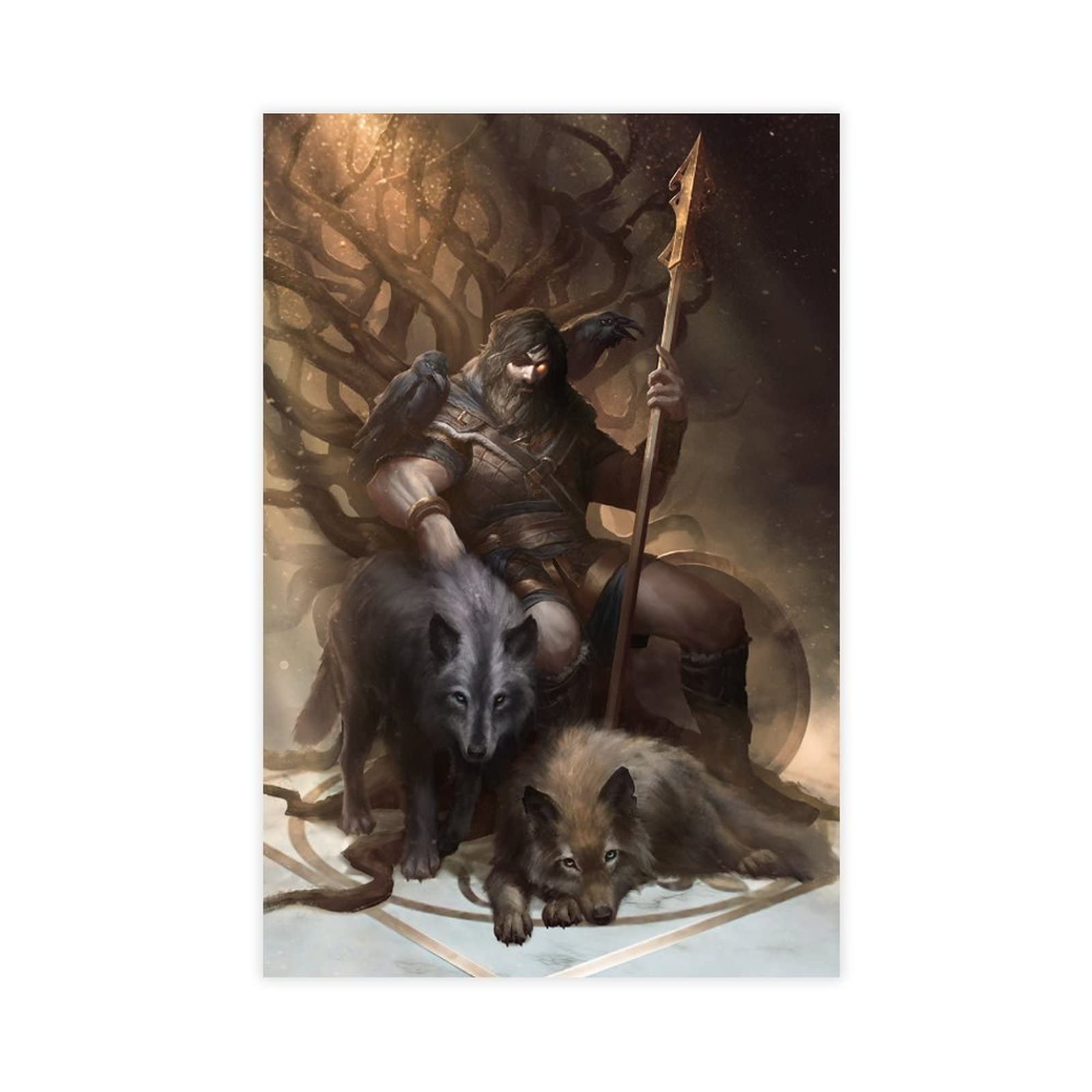 Greek Mythology Wall Art Print - Norse God Odin Poster (12x18 inch/30x45cm) Unframed for Living Room, Bedroom & Office Decor | Viking Aesthetic Home Decoration | Perfect Gift for Mythology Lovers