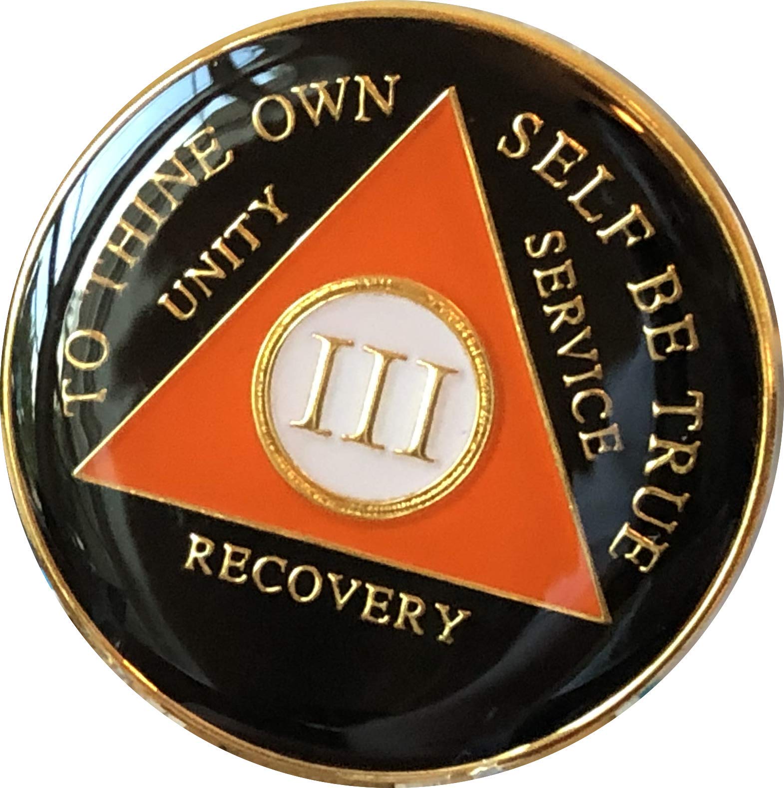 3 Year AA Medallion Orange & Black Tri-Plate Chip III - Durable Collectible Coin for Display, Gifts & Memorabilia Collections