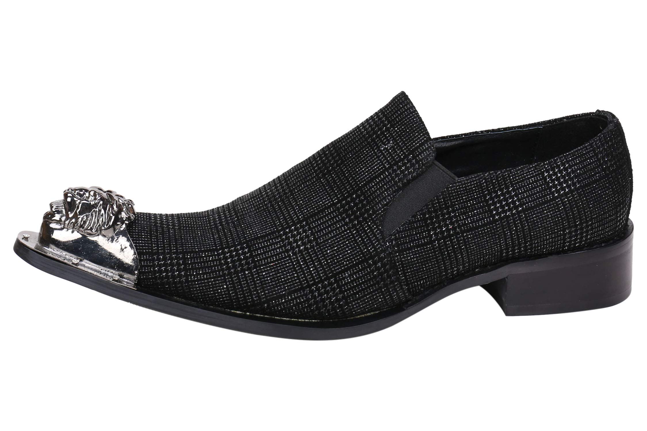 Santimon Men's Pointed Toe Loafers - Sparkling Leather Western Dress Shoes with Metal Tip for Casual & Formal Wear | Perfect for Weddings, Parties & Office Occasions
