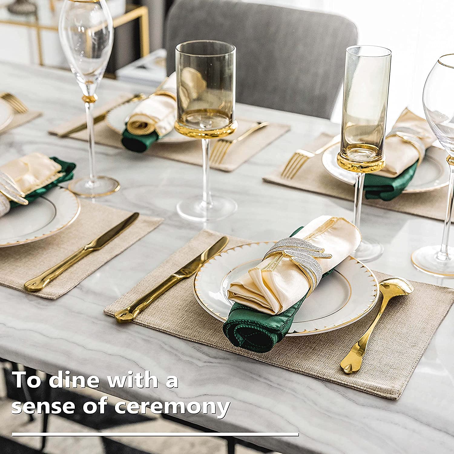 Premium Linen-Style Placemats Set of 6 - 12