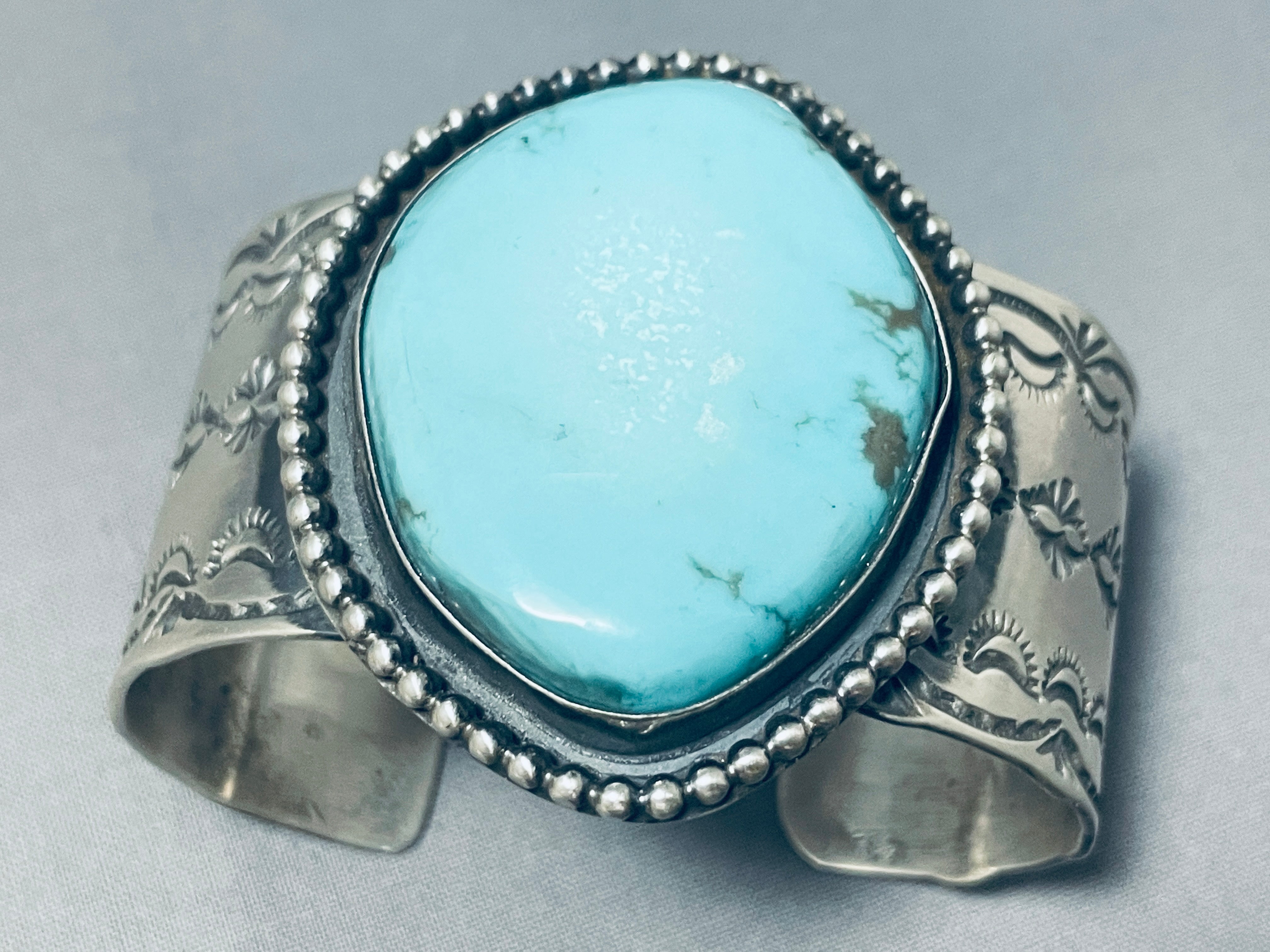 Authentic Navajo Turquoise Sterling Silver Bracelet - 102g Heavy Weight Handmade Native American Jewelry for Women, Gift & Boho Fashion Accessory