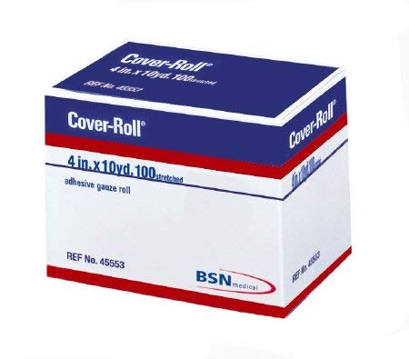Cover-Roll Stretch Dressing Retention Tape - Radio-Transparent Non-Woven Polyester Bandage (4 Inch x 2 Yard, White) - Case of 12 Rolls - Ideal for Wound Care, First Aid Kits & Medical Dressings