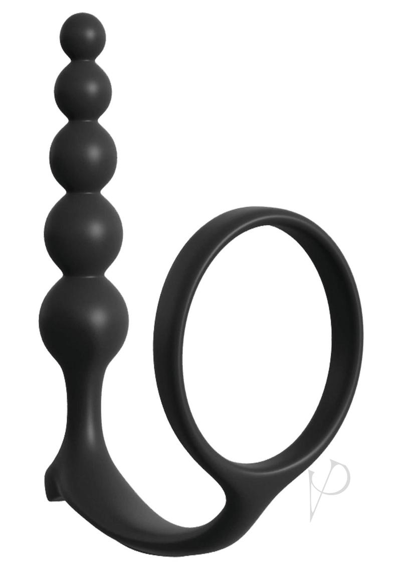 Anal Fantasy Collection - Silicone Cock Ring with Anal Beads for Couples & Solo Play - Enhance Pleasure & Stimulation - Perfect for BDSM, Roleplay & Spicing Up Your Sex Life - Black