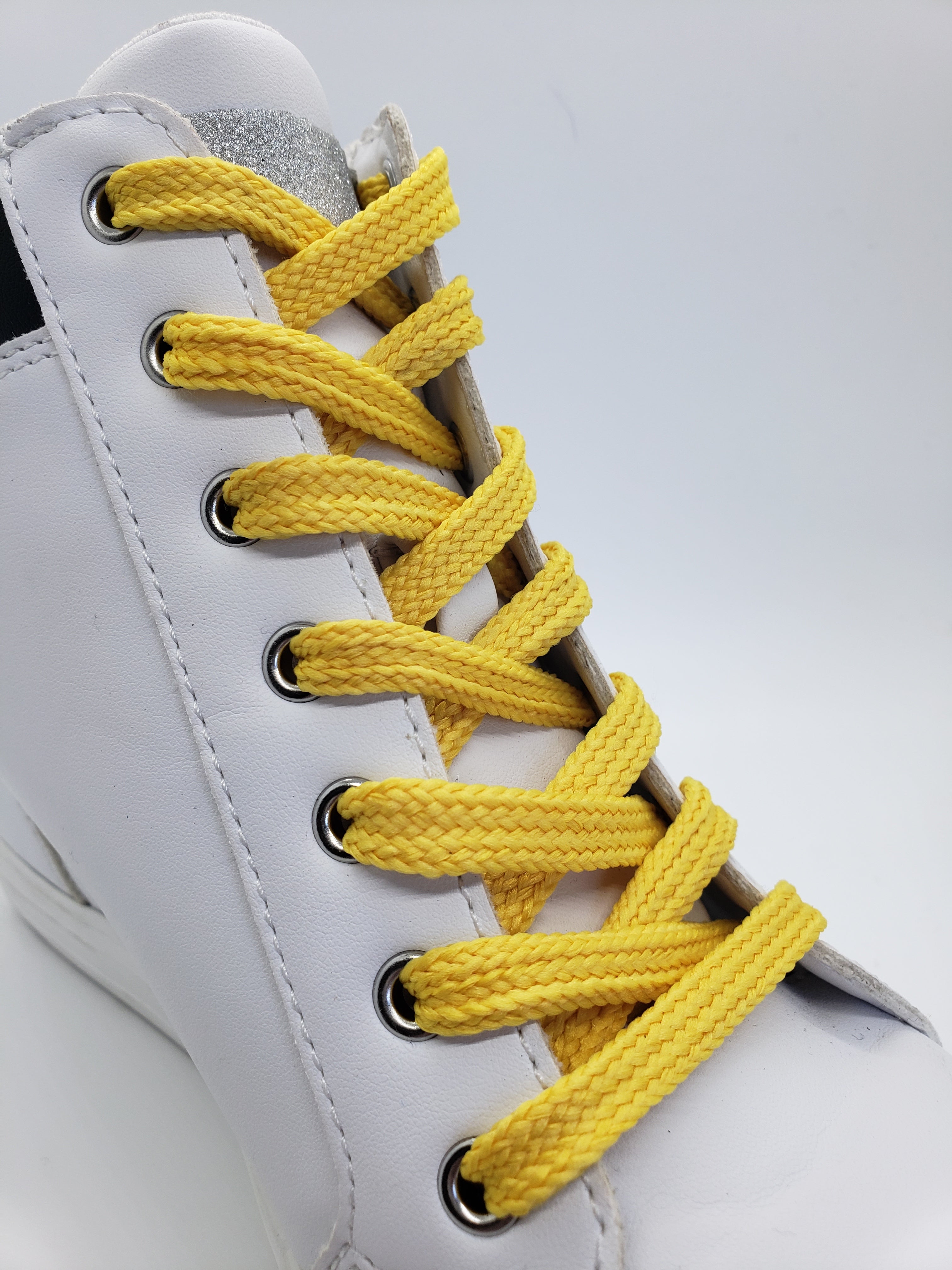 Durable Flat Solid Shoelaces for Sneakers & Casual Shoes - Bright Yellow (1 Pair) - Perfect for Running, Walking & Everyday Wear