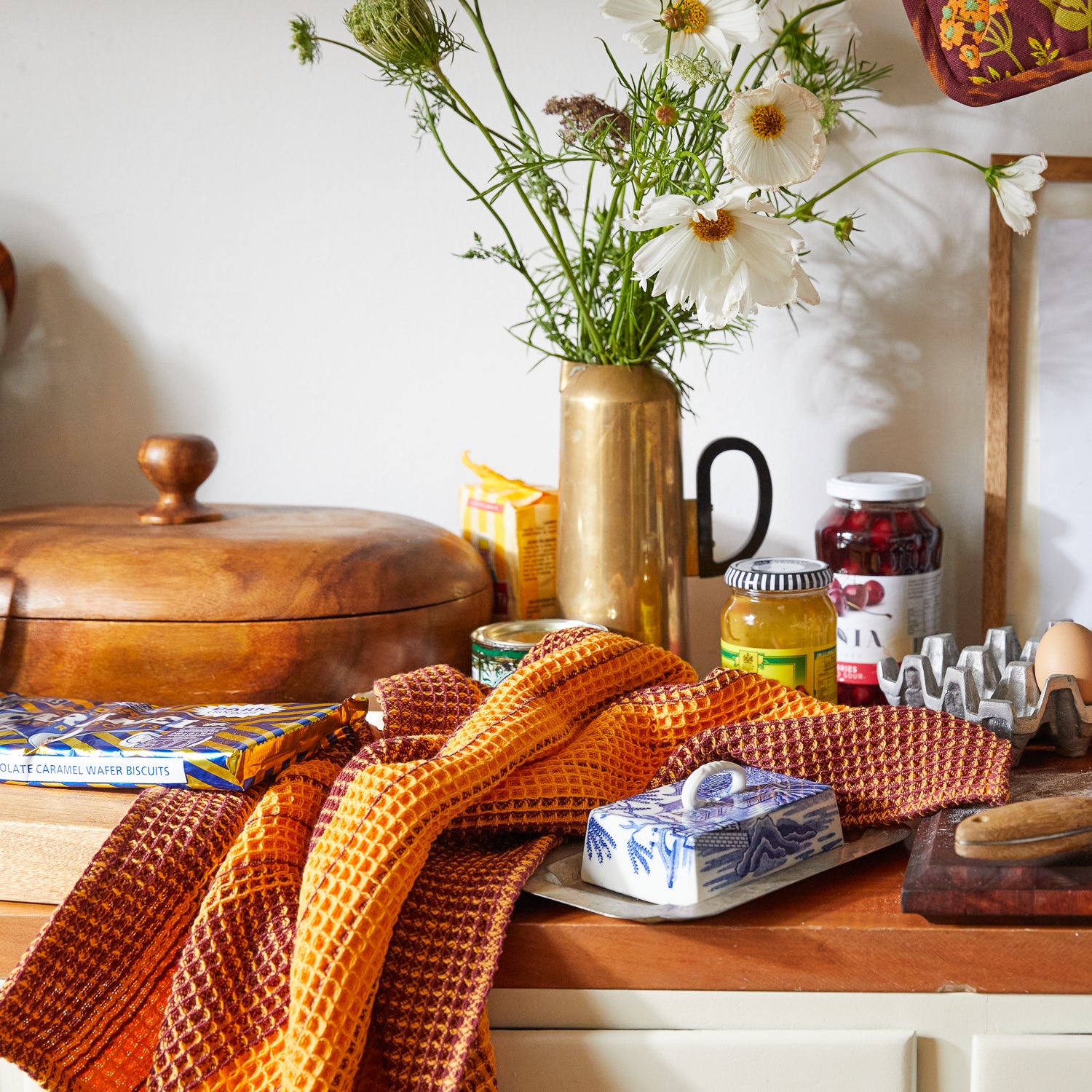 Premium Brigitte Tea Towel Set - 100% Cotton Absorbent Kitchen Towels for Dishes, Hands & Cleaning - Stylish & Durable Home Decor by Kent - Perfect for Kitchen, Dining & Hosting Gifts
