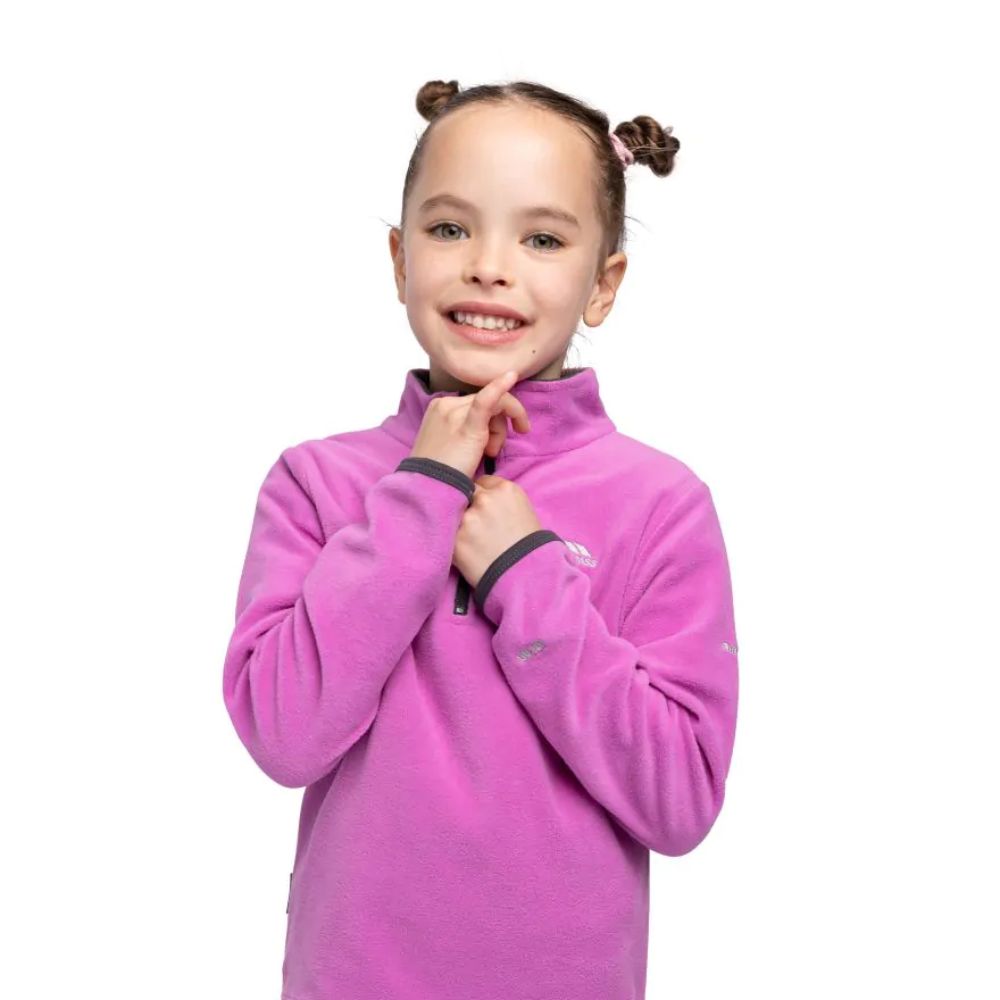 Trespass Sybil Girls' Ski Microfleece Jacket - Warm Winter Fleece for Kids - Deep Pink - Perfect for Skiing, Snowboarding & Outdoor Winter Activities