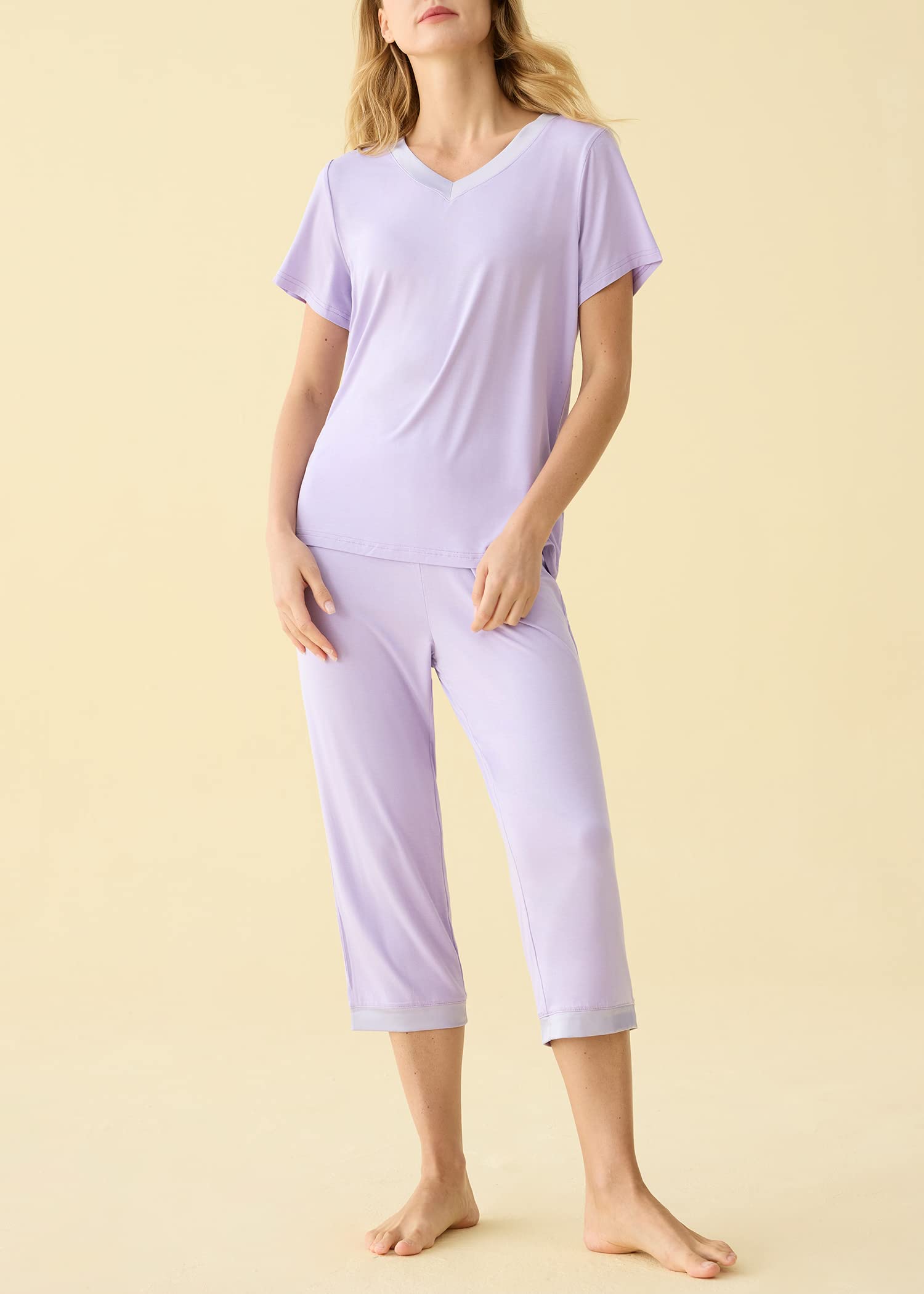 Latuza Women's Pajama Set - Soft Sleepwear Top & Capri Pants for Comfortable Nights | Perfect for Lounge, Travel & Relaxation at Home