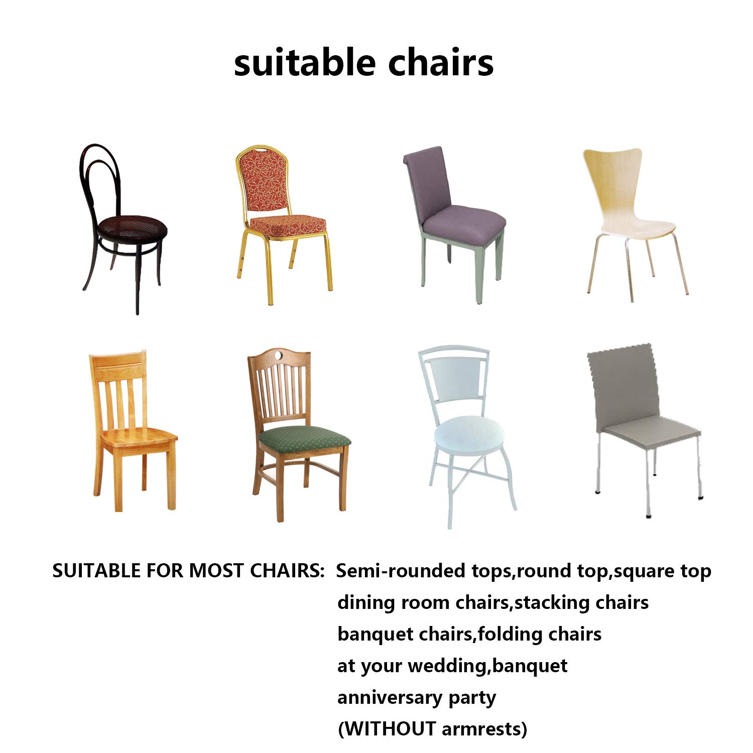 LZY Spandex Stretch Chair Covers for Wedding, Party, Banquet & Dining - Elastic Slipcovers (100-Pack, Black) - Perfect for Event Decor, Home Dining & Office Chairs
