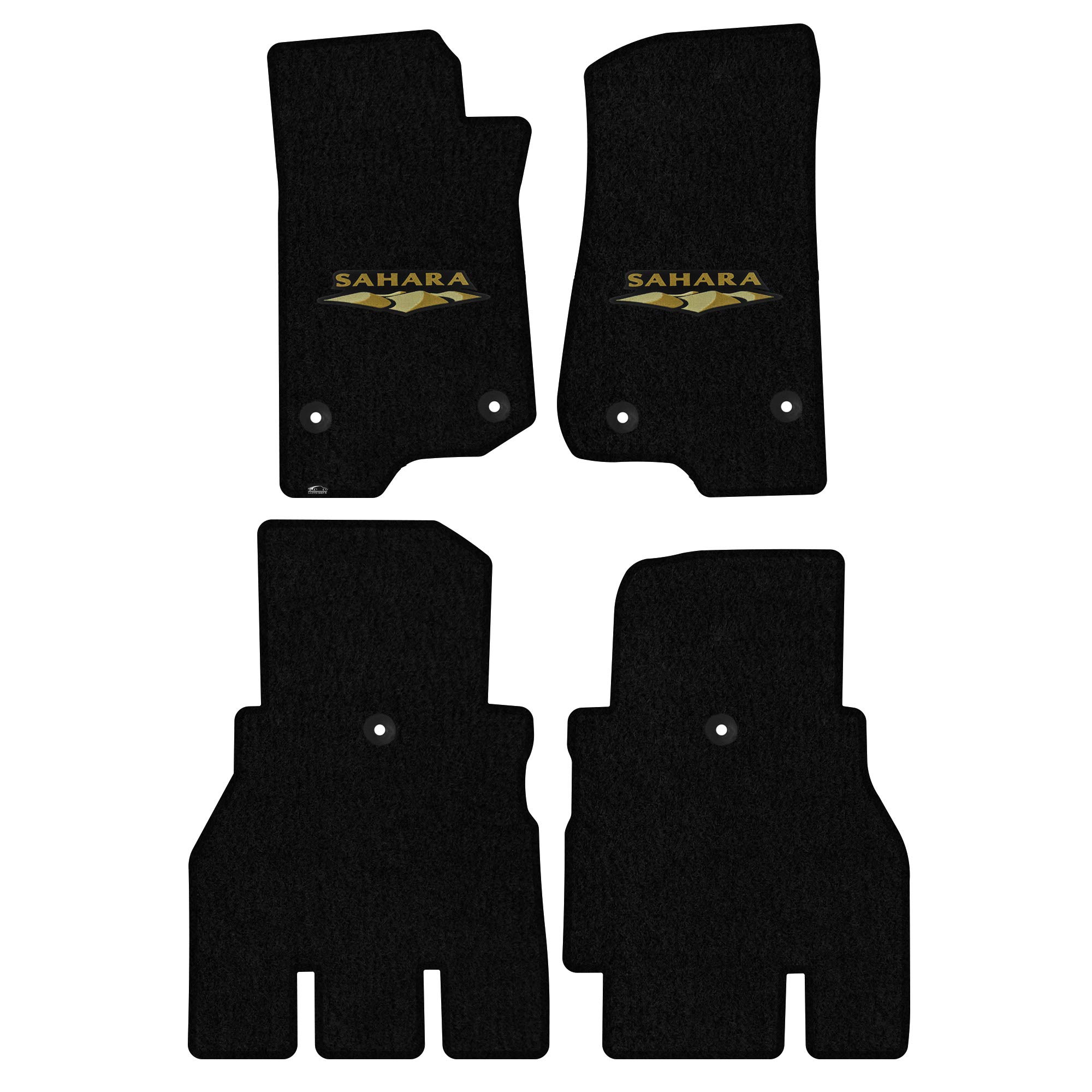 Premium Custom-Fit Carpeted Floor Mats for Jeep Wrangler JL Unlimited (2018-2023) - 4-Piece Set with Sahara Logo - Black Luxury Car Floor Liners - Perfect for Off-Road Adventures & Daily Commutes