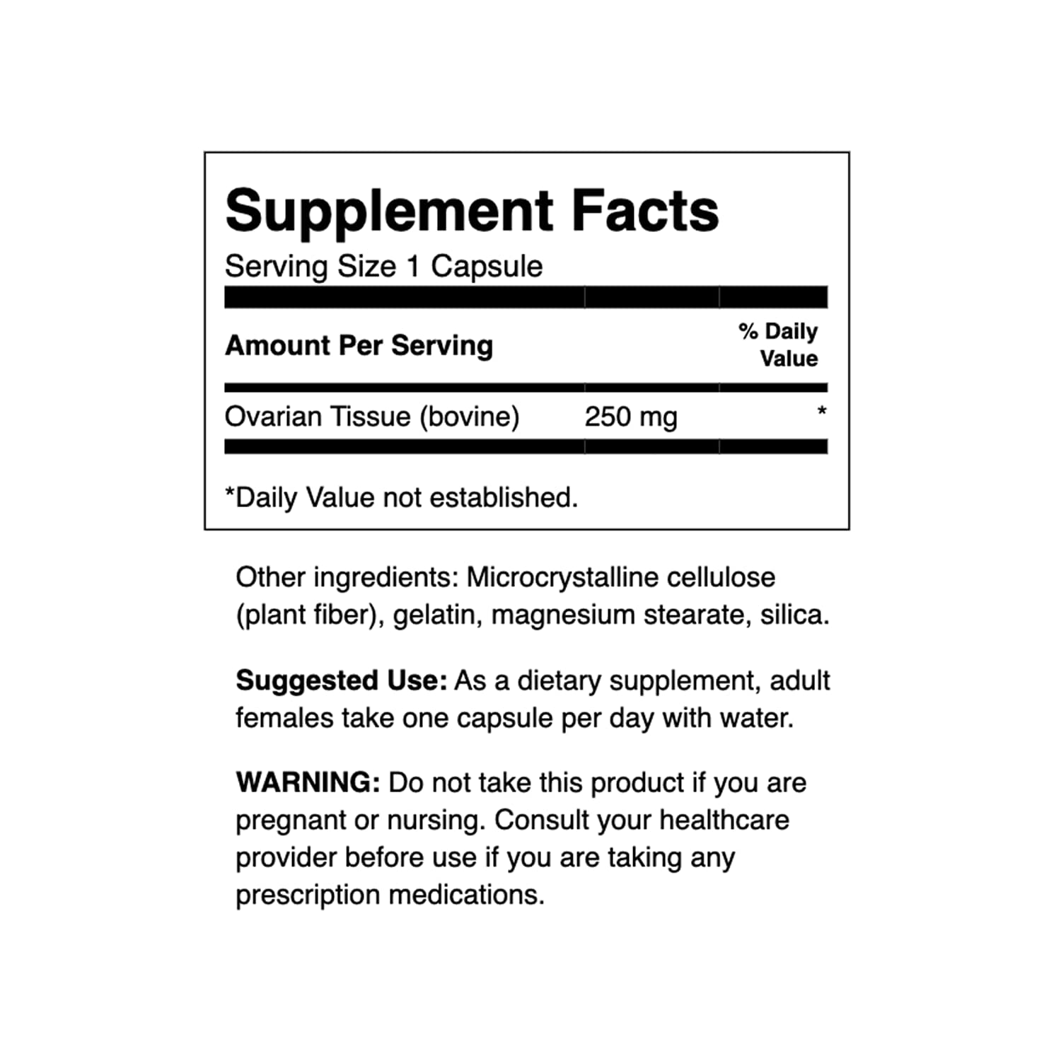 Swanson Ovarian Glandular Supplement for Women - 250mg Bovine Glandular Support for Hormonal Balance & Reproductive Health - 60 Capsules (3 Pack) - Ideal for Menopause Support & Natural Hormone Regulation